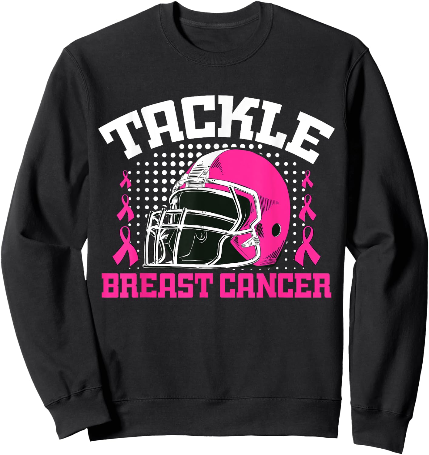 Tackle Football Breast Cancer Awareness Pink Ribbon Boys Kid Sweatshirt - Sweatshirt | Black