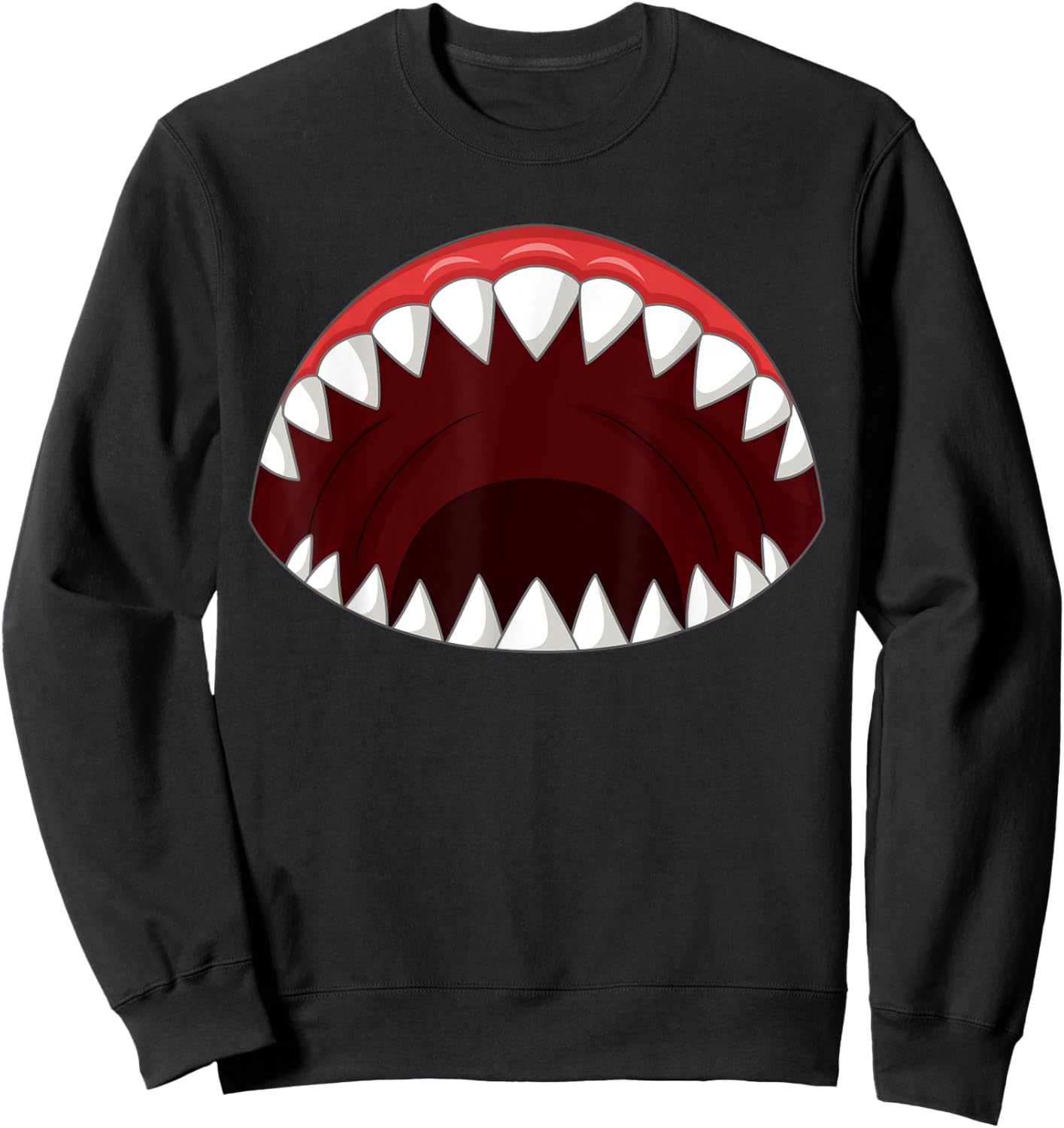 Shark with Open Mouth Shark Halloween Matching Costume Sweatshirt - Sweatshirt | Black