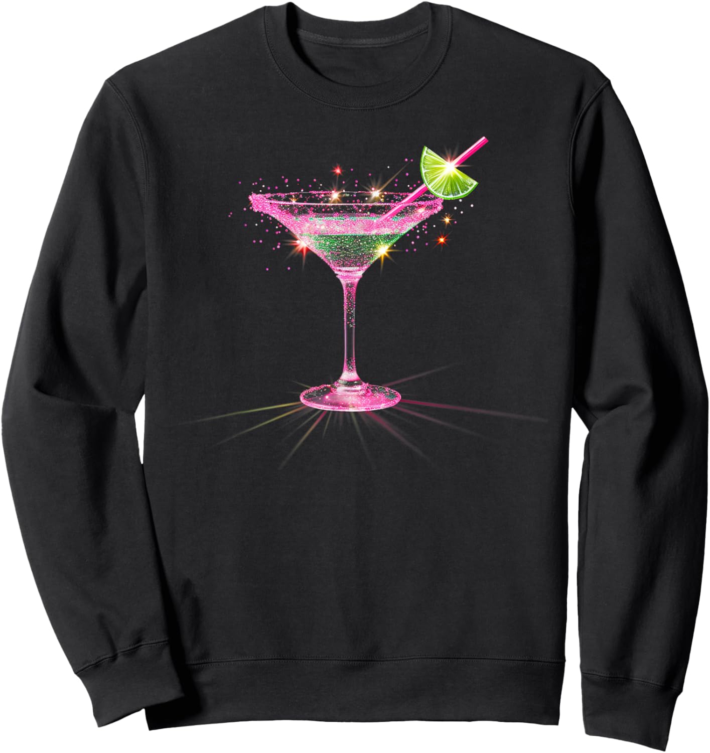 Pink Martini with Lime Cocktail Party Drinking Sweatshirt - Sweatshirt | Black