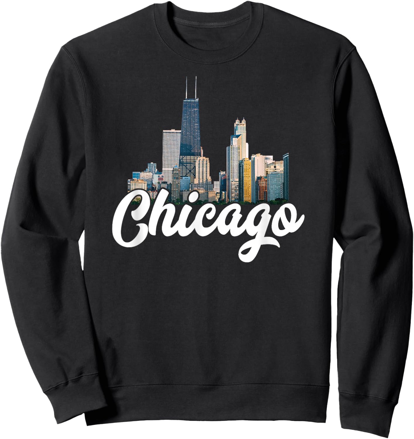 Chicago Skyline Architecture Retro Deep Dish Pizza River Sweatshirt - Sweatshirt | Black