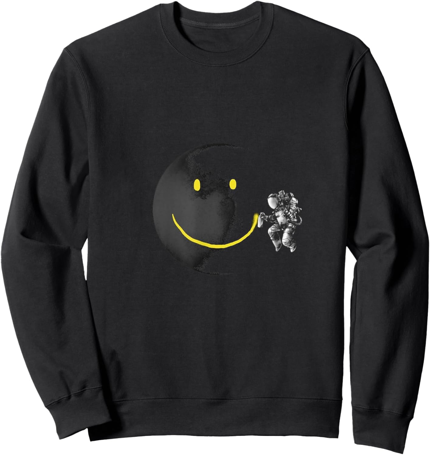 Make A Smile Face Astronaut Moon Spray Space Science Geeks Sweatshirt - Sweatshirt | Black