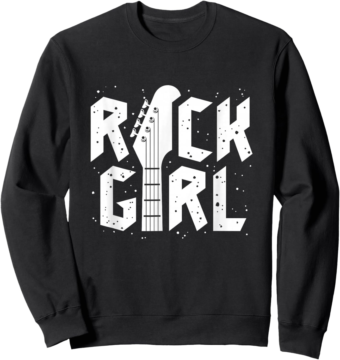 Rock Girls Rock N' Roll Music Illustration Outfit Graphic Sweatshirt - Sweatshirt | Black