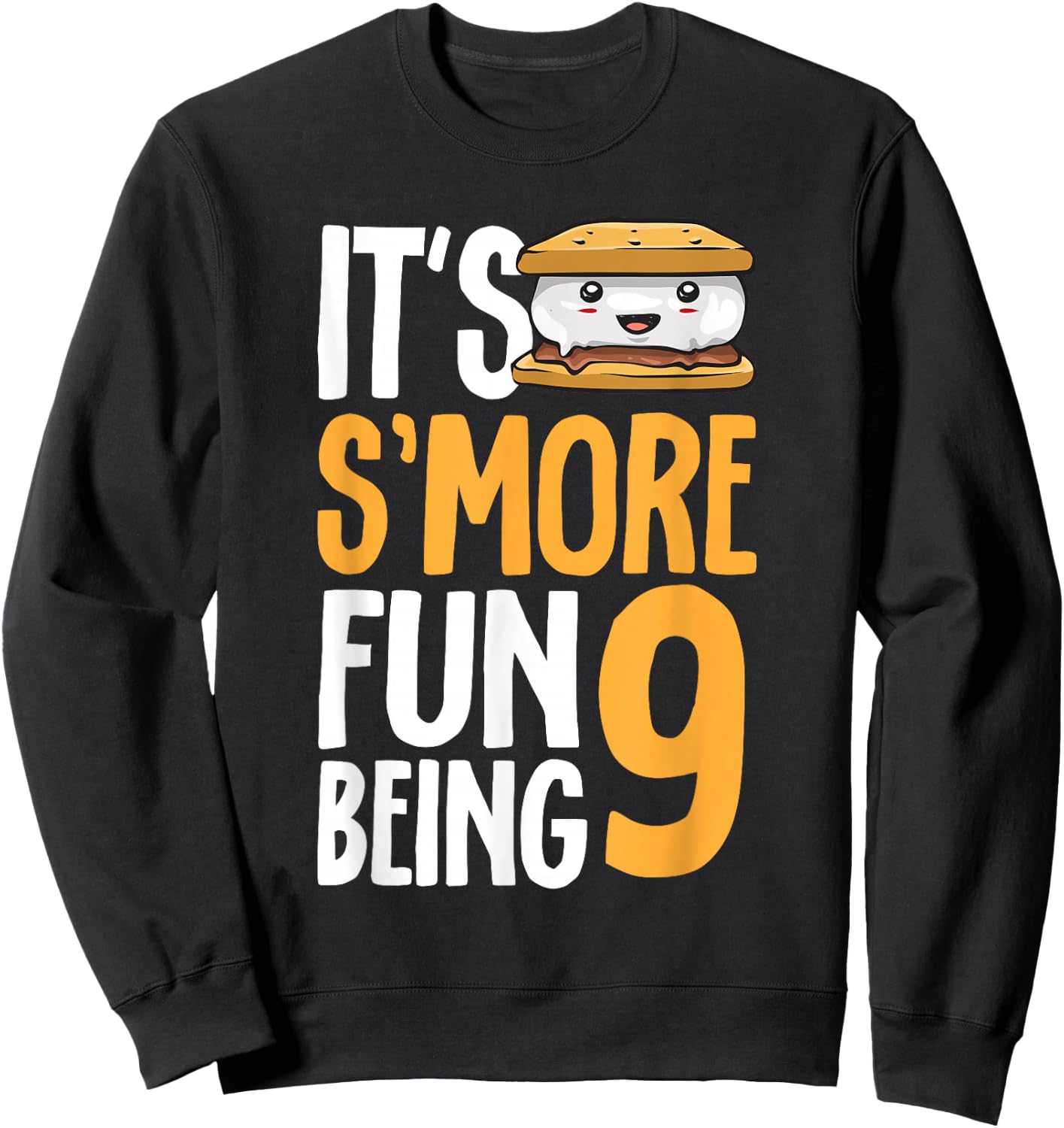 S’more Campfire 9th Birthday Marshmallow Camping Smore Sweatshirt - Sweatshirt | Black