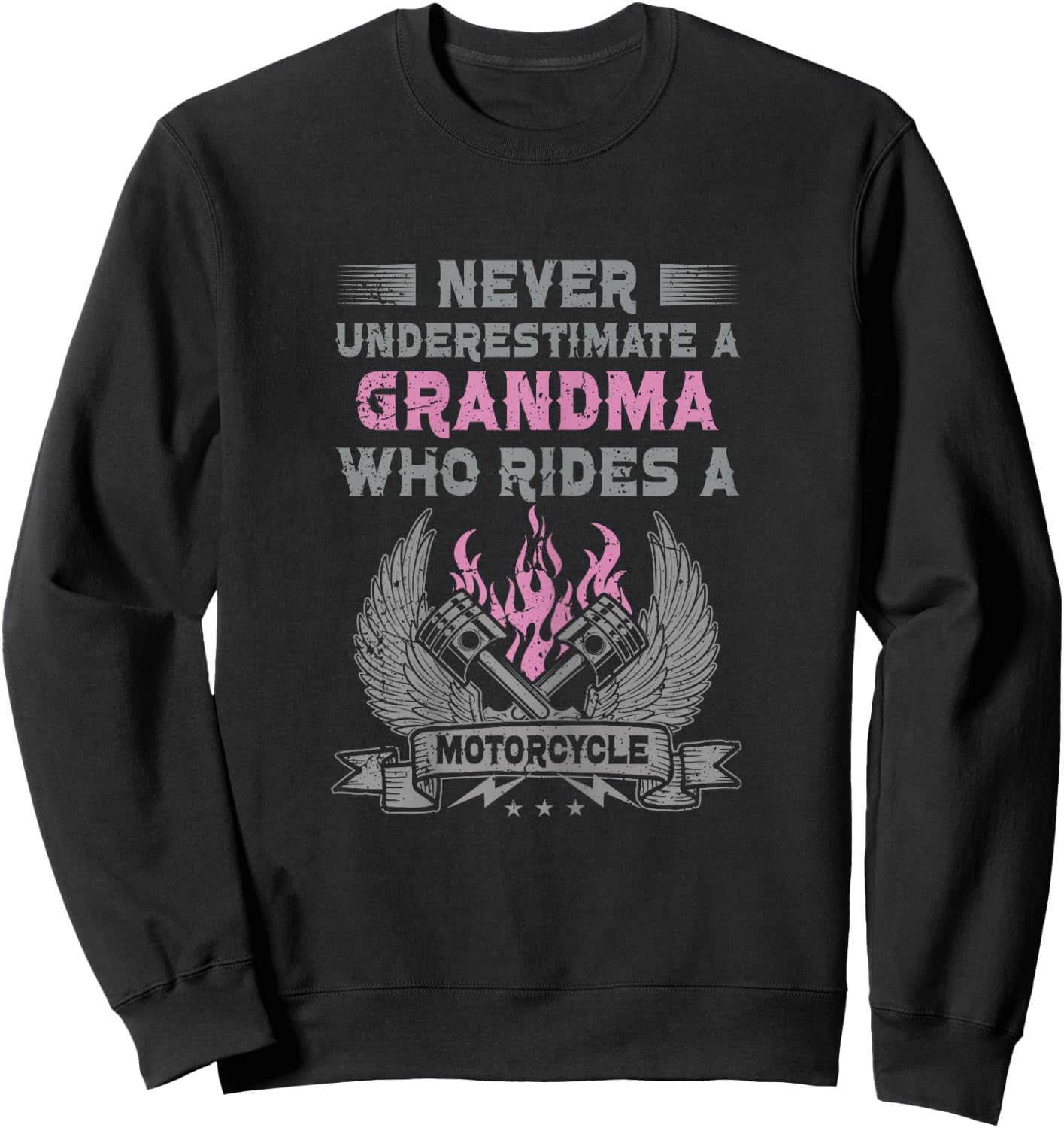 Biker Grandma Motorcycle Vintage Grandmother Motorbike Sweatshirt - Sweatshirt | Black