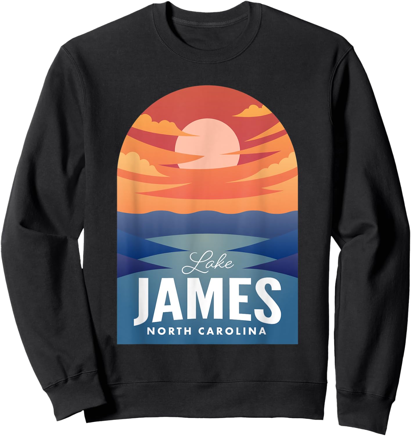 James Lake NC Retro Sunset Sweatshirt - Sweatshirt | Black