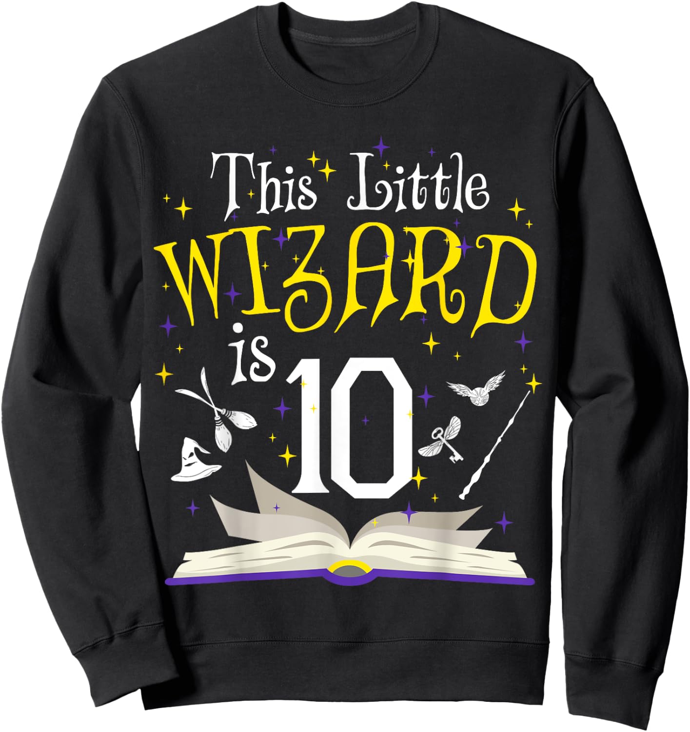 10th B-Day Magic Wizard 10 Year Old Birthday Matching Family Sweatshirt - Sweatshirt | Black