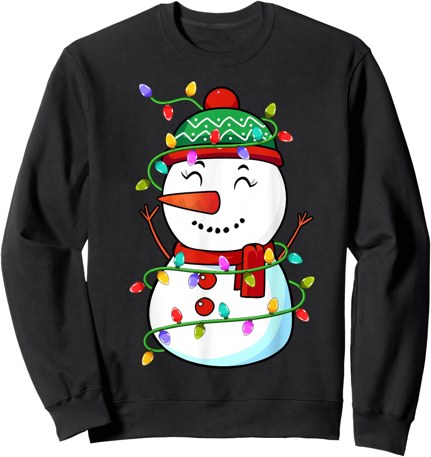 Funny Snowman Christmas Xmas Light - Snowman Christmas Sweatshirt - Sweatshirt | Black
