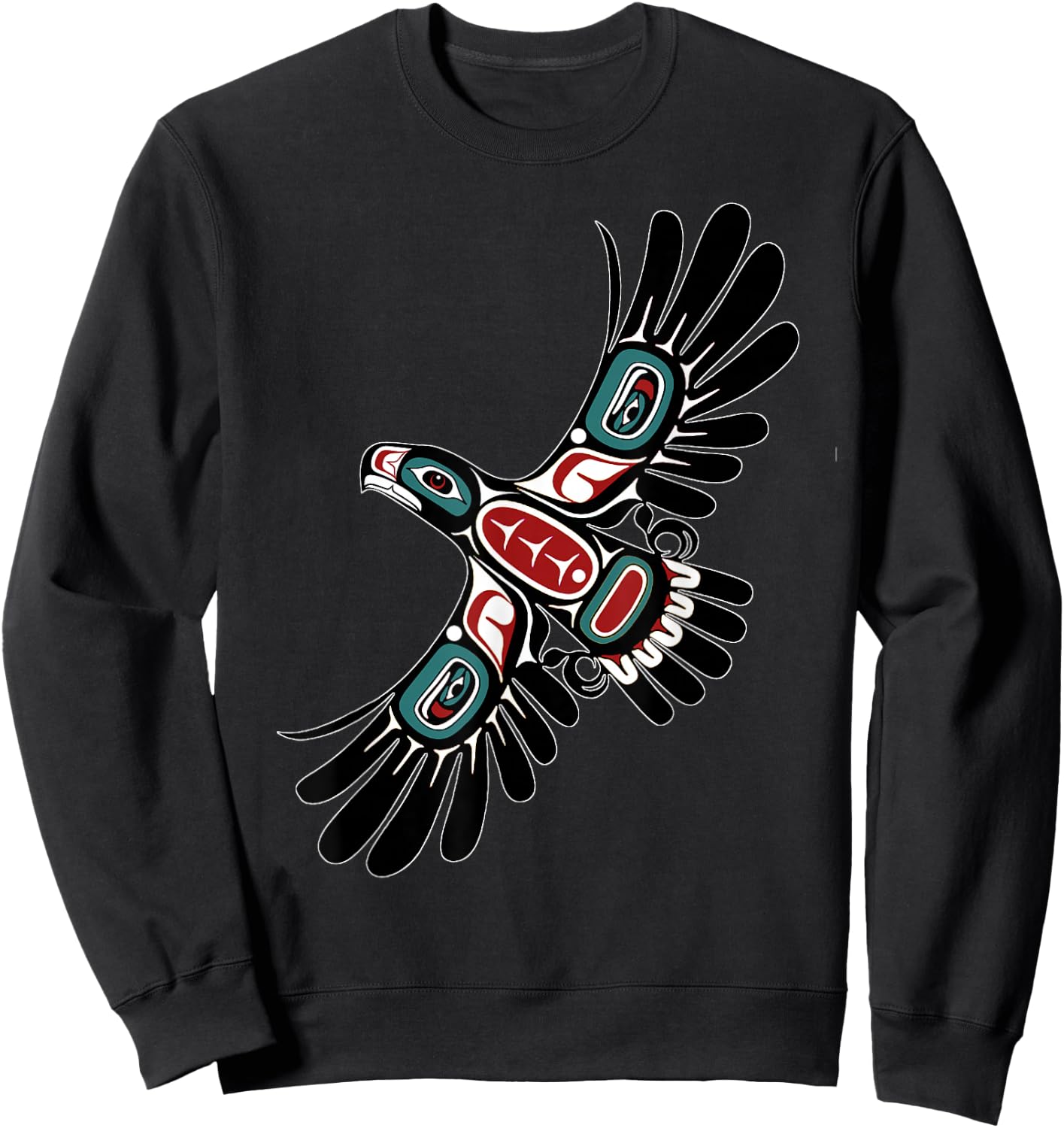 Alaska Native American Art Tlingit Haida Eagle Tribal Clan Sweatshirt - Sweatshirt | Black