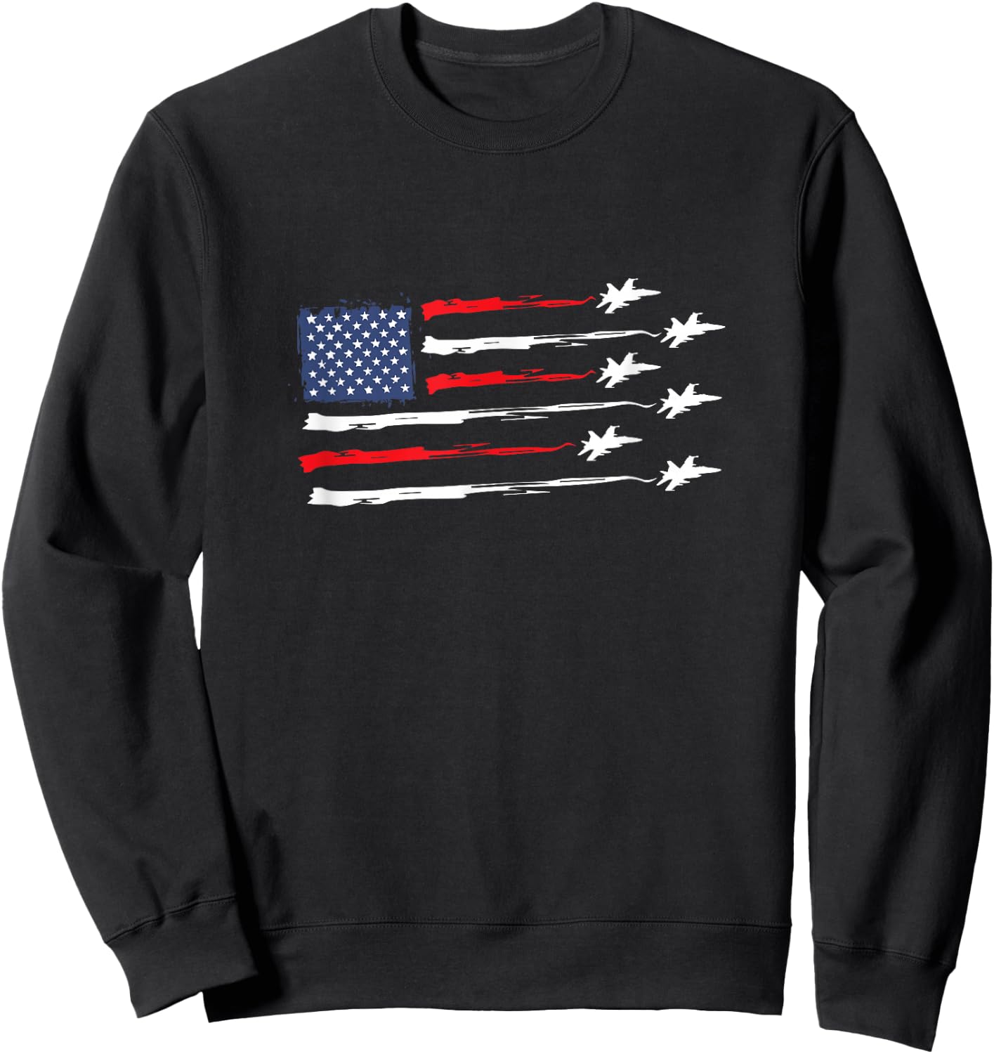 American Flag Fighter Jet 4th ofJuly for Patriotic Veterans Sweatshirt - Sweatshirt | Black