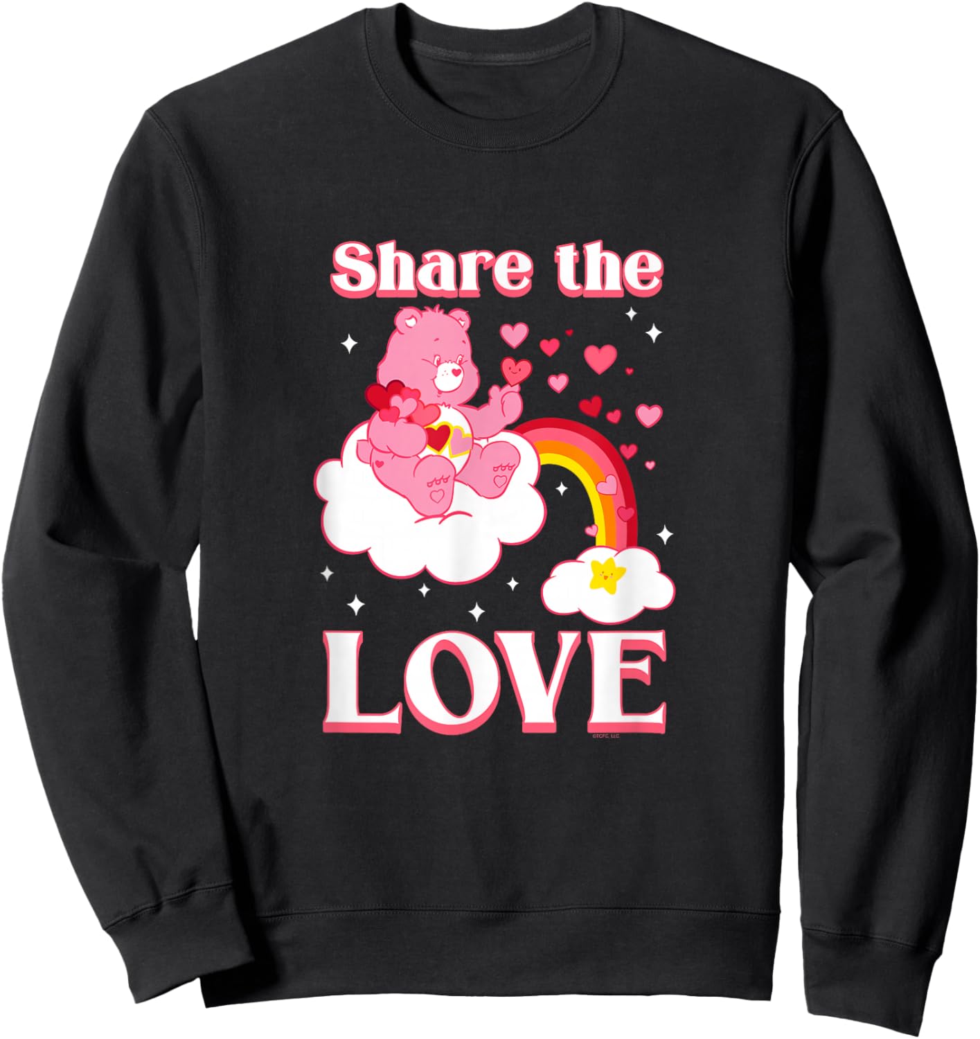 Care Bears Share The Love Love-A-Lot Bear Retro Cartoon Sweatshirt - Sweatshirt | Black