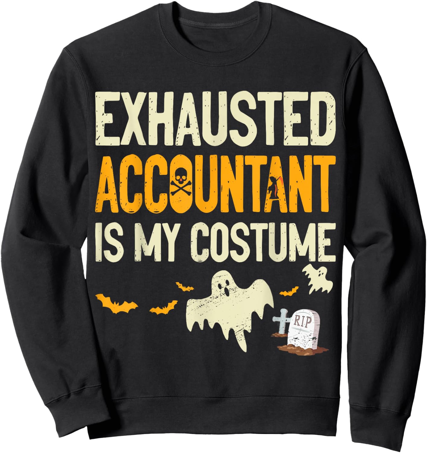 Exhausted Accountant CPA Halloween Funny Accountant Sweatshirt - Sweatshirt | Black