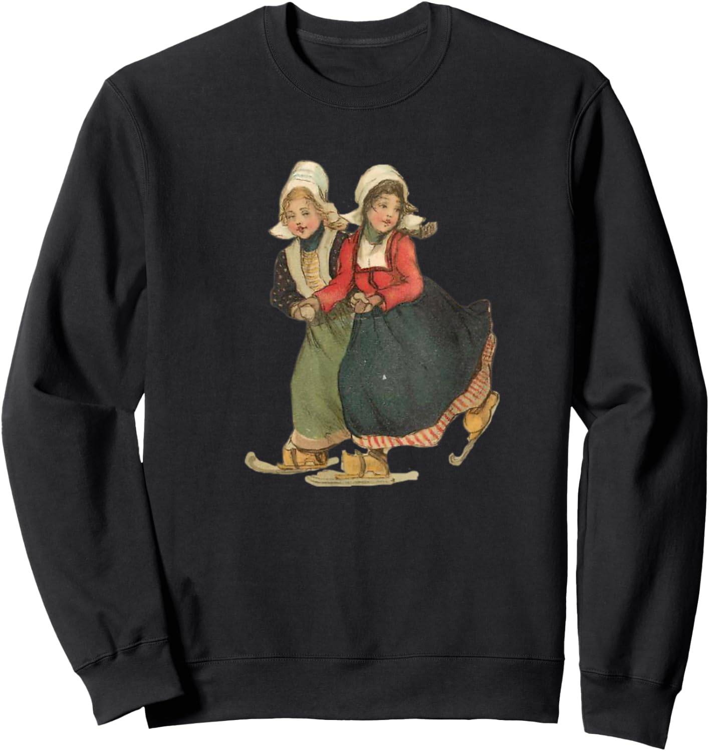 Vintage little Dutch girls in Traditional National Dress Sweatshirt - Sweatshirt | Black
