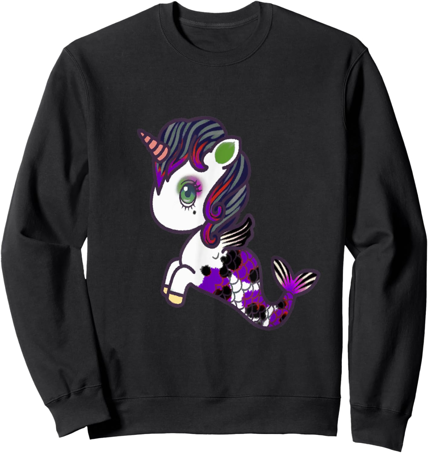 Mermaid Unicorn Mermicorno Sweatshirt - Sweatshirt | Black