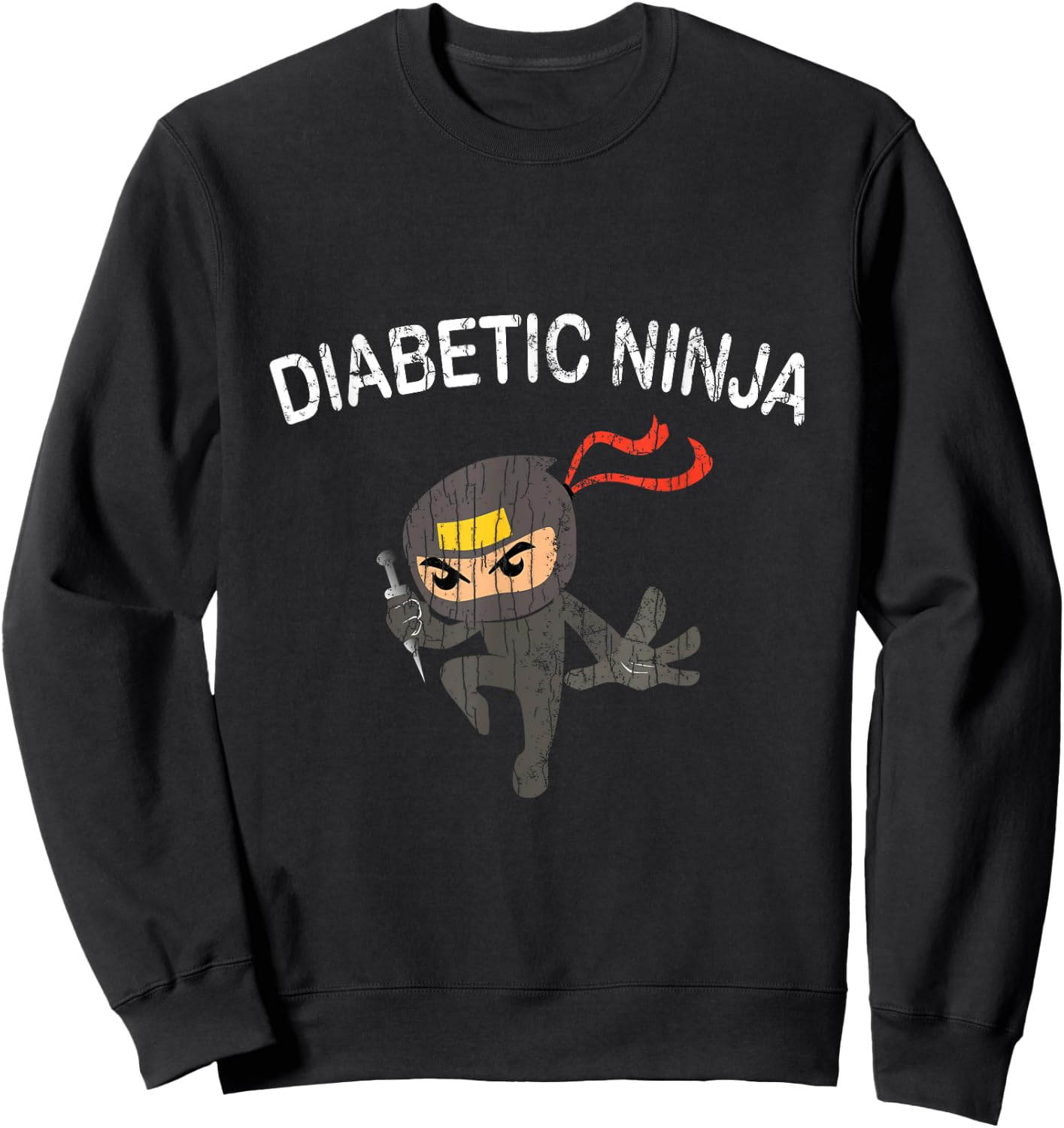 Diabetic Ninja Funny Diabetes Graphic Sweatshirt - Sweatshirt | Black