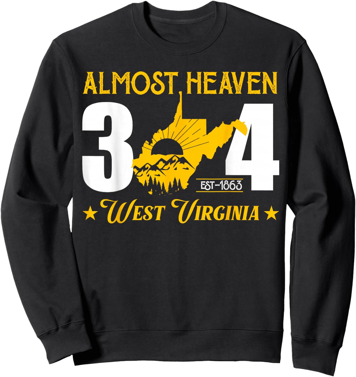 Almost Heaven 304 West Virginia Map Sweatshirt - Sweatshirt | Black