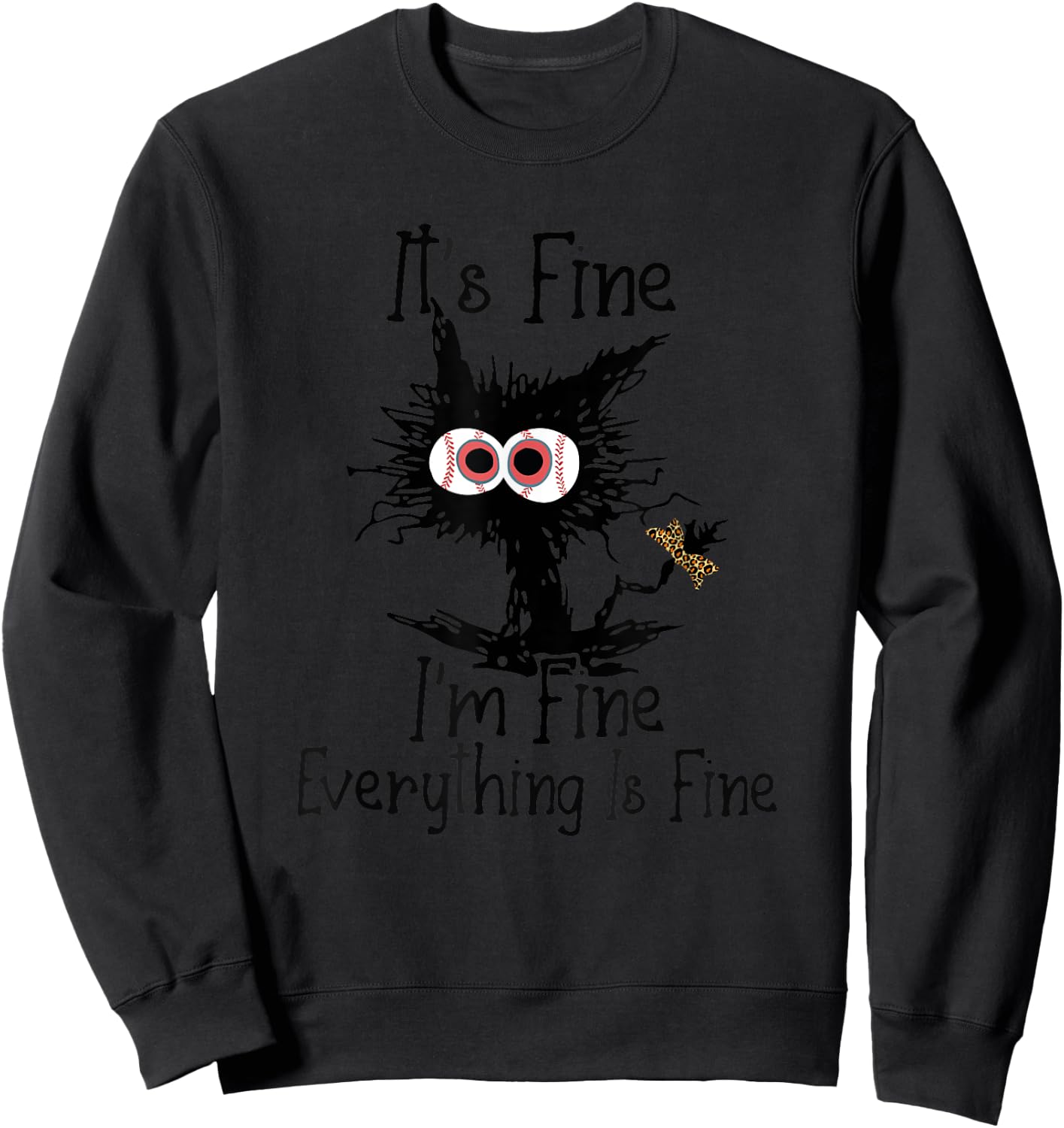 Bleached Baseball Mom Messy cat Softball Mom Mother's Day Women Kids Sweatshirt - Sweatshirt | Black