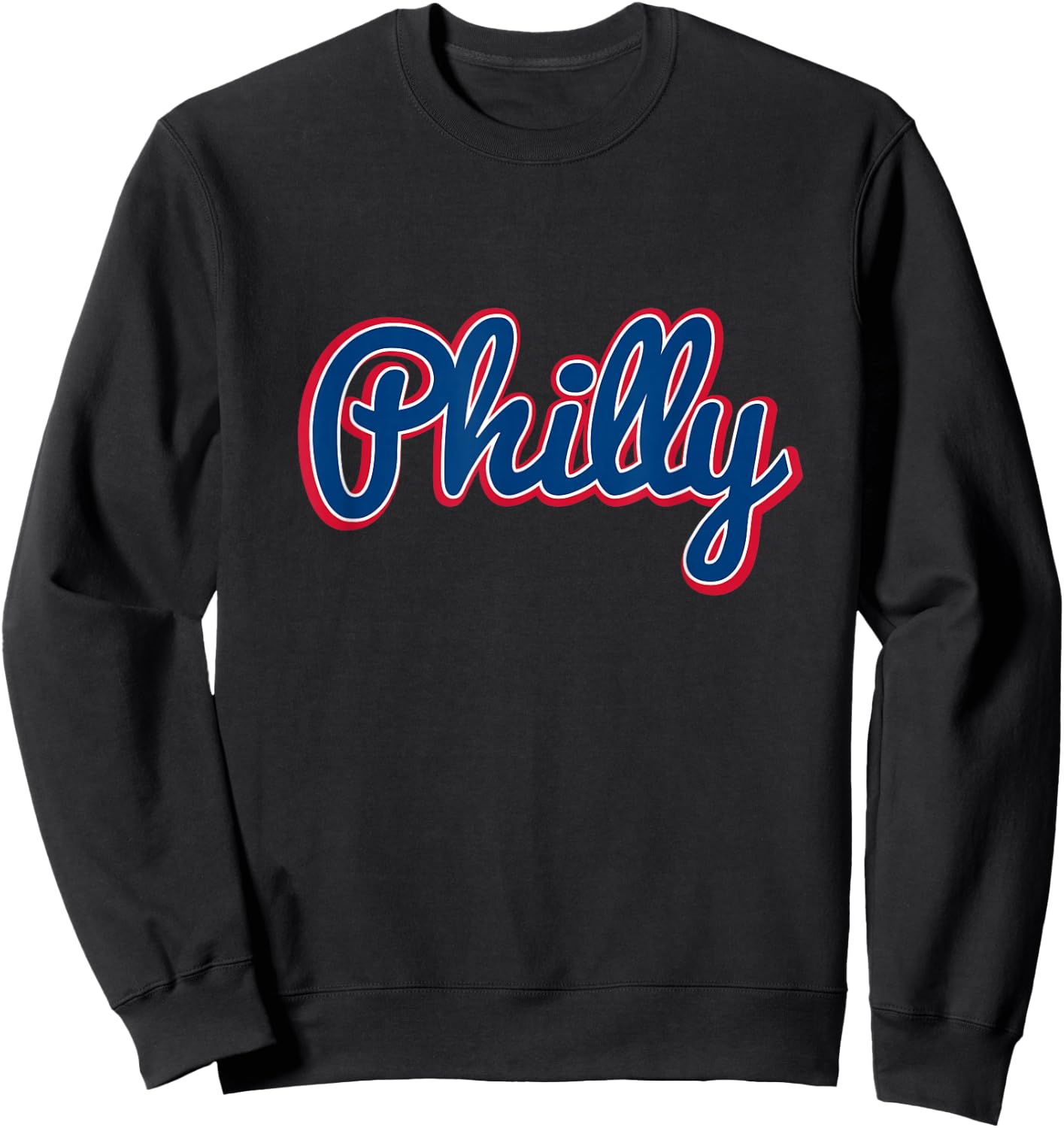 Script Philly Logo Philadelphia PA Blue Red & White Logo Sweatshirt - Sweatshirt | Black