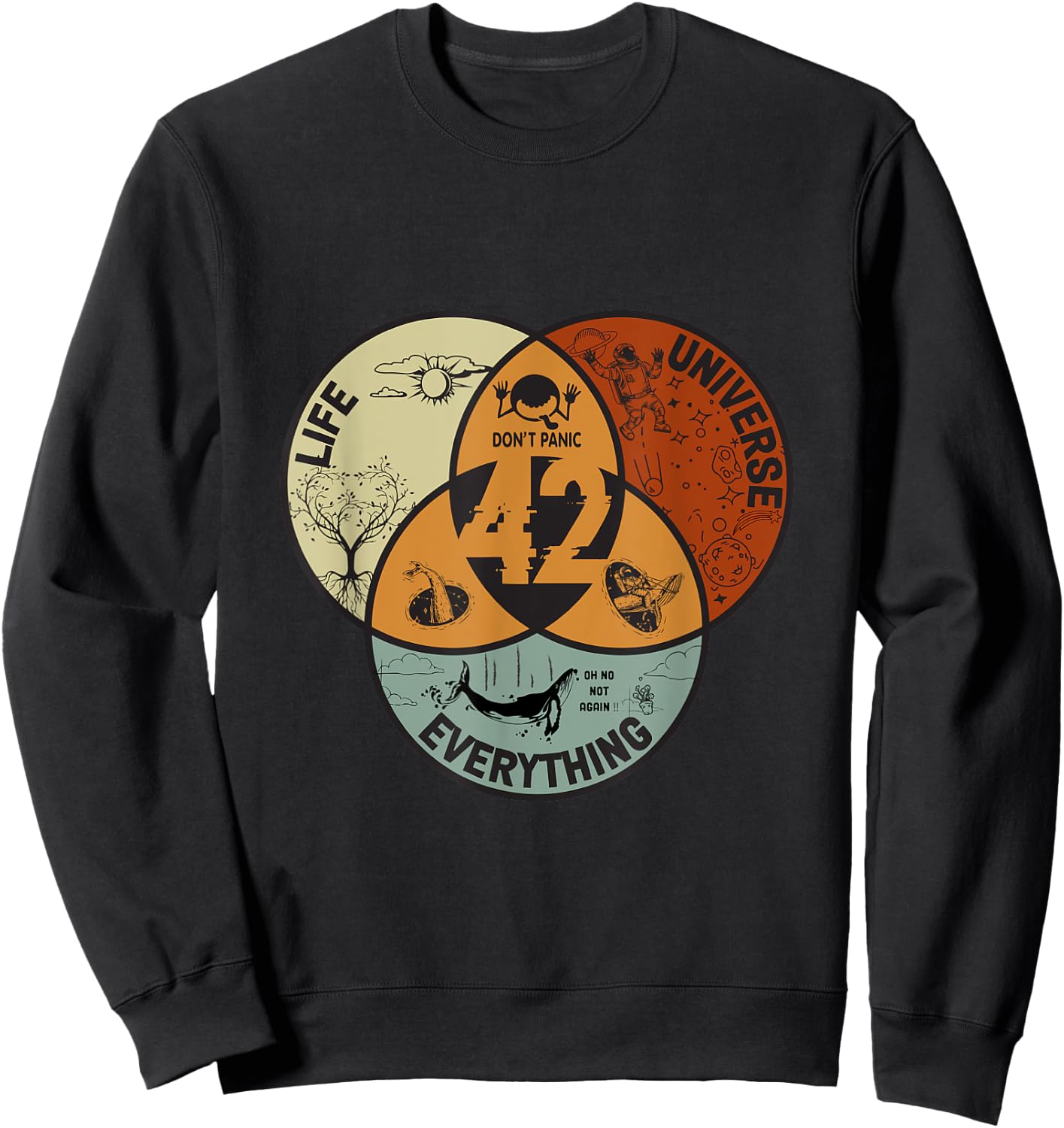 Venn Diagram Life The Universe And Everything - 42 Life Sweatshirt - Sweatshirt | Black