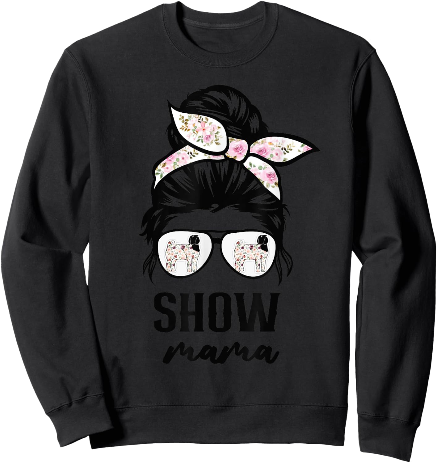 goat show mom goat Boer show mama flower Sweatshirt - Sweatshirt | Black