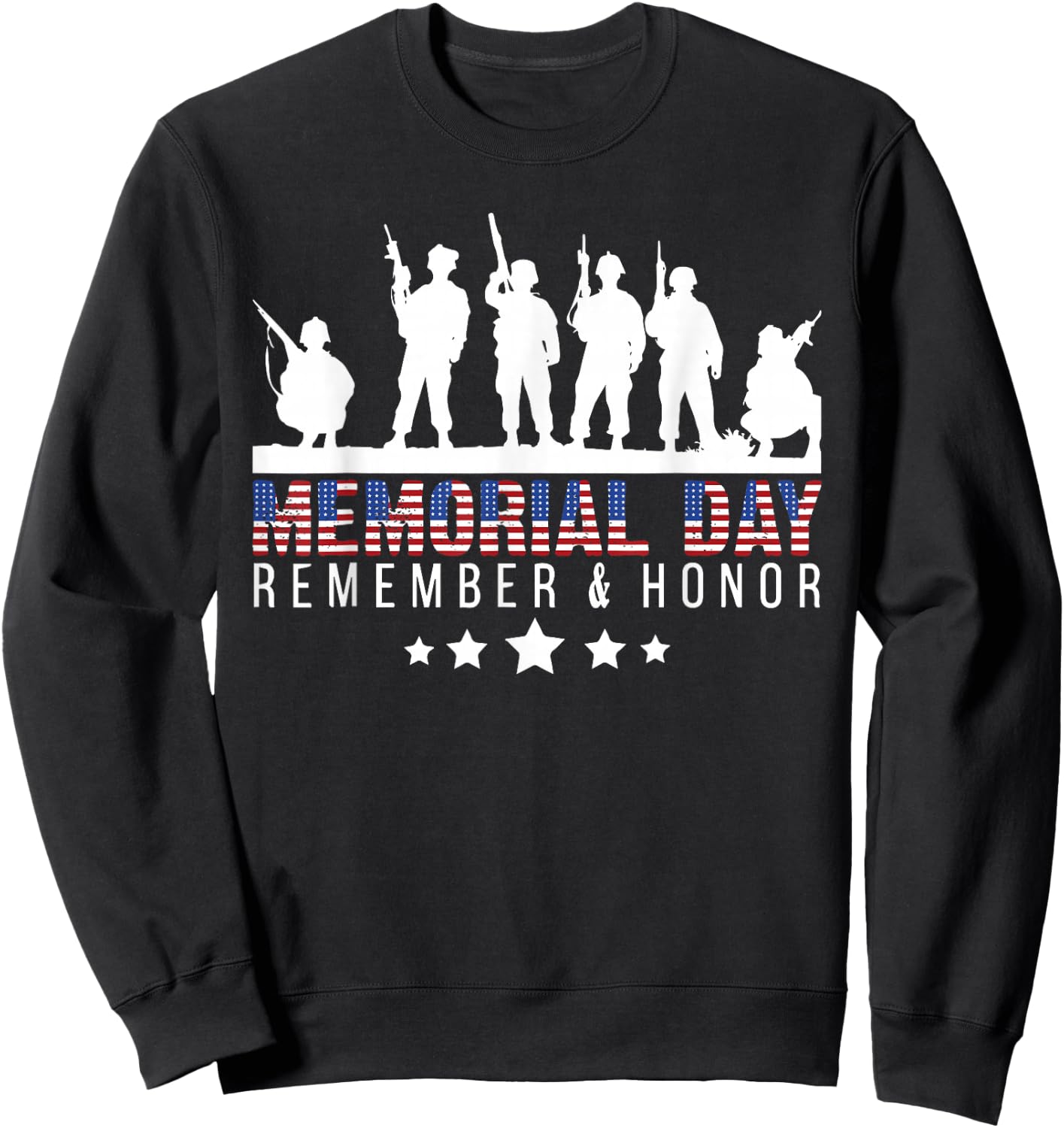 Memorial Day Remember & Honor USA Military Veteran Patriotic Sweatshirt - Sweatshirt | Black