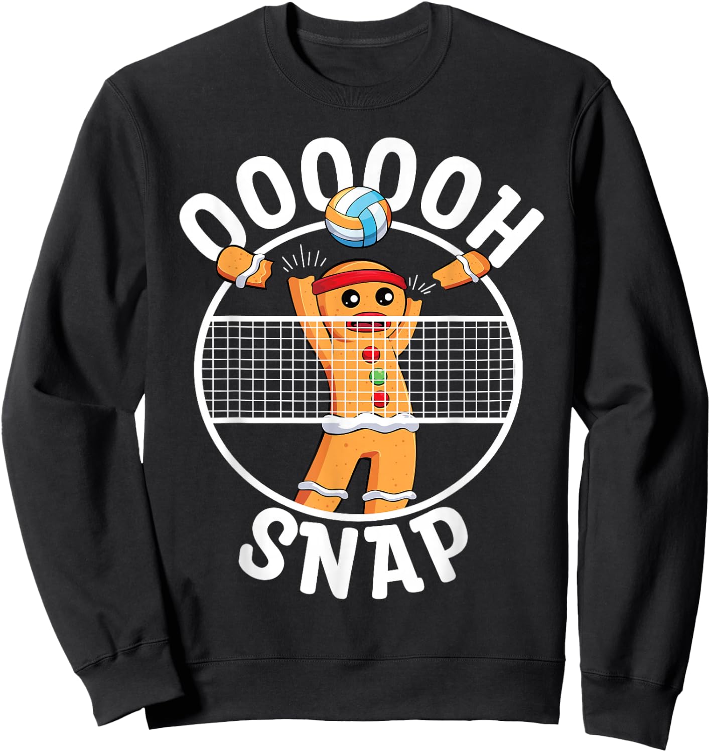 Oh Snap Gingerbread Man Blocker Christmas Volleyball Sweatshirt - Sweatshirt | Black