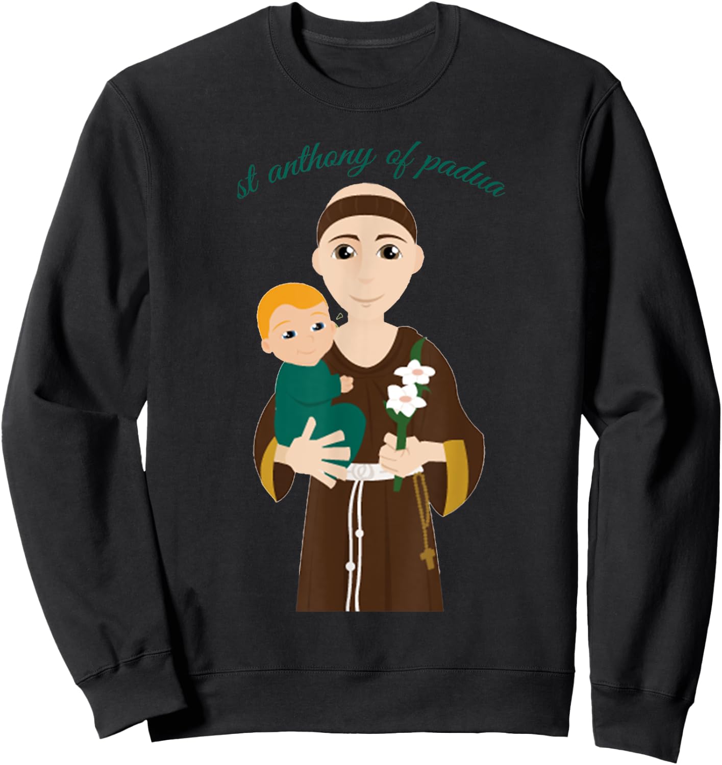 St Anthony of Padua Vintage Catholic Saint Infant Jesus Sweatshirt - Sweatshirt | Black