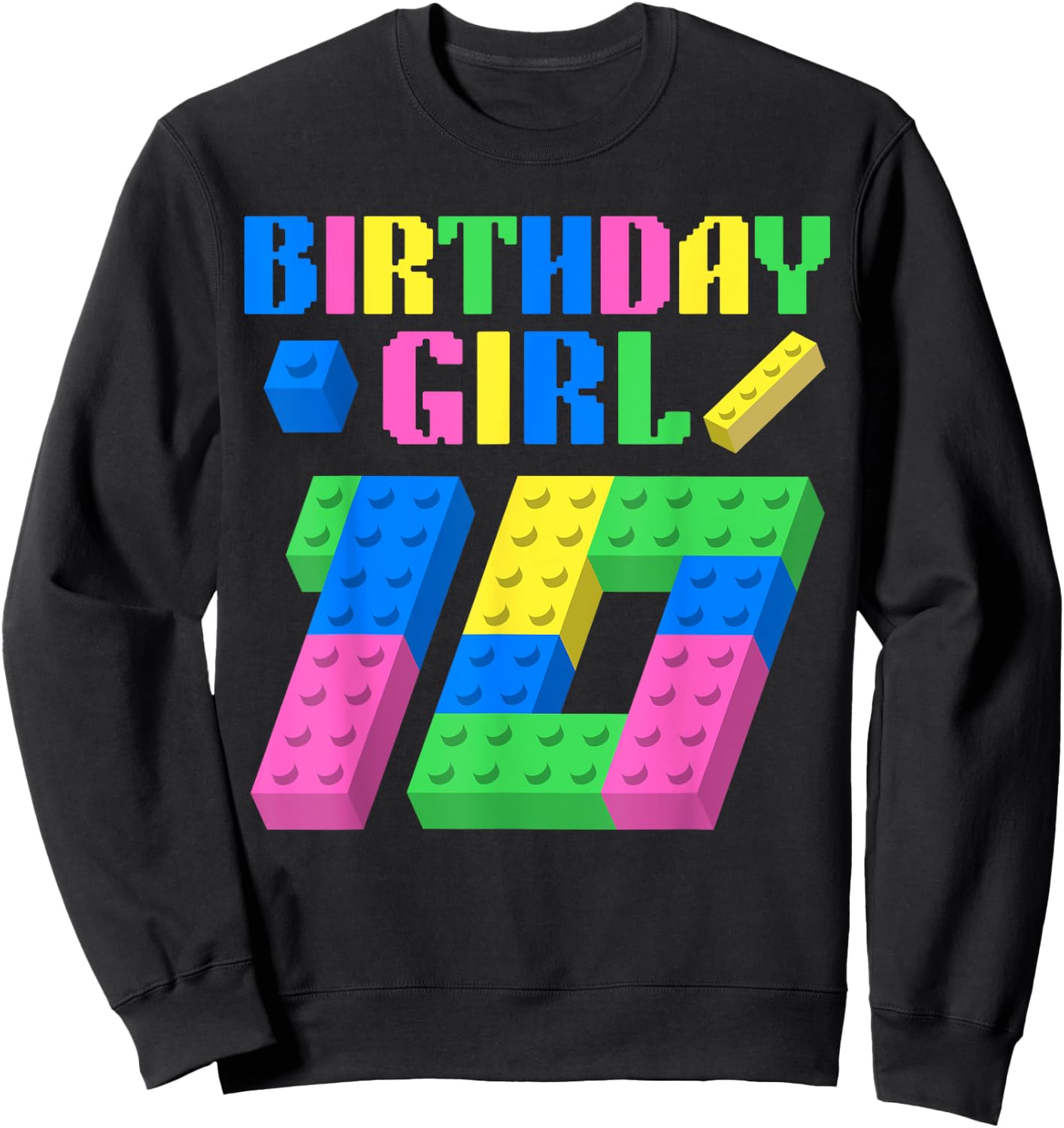 10th Birthday Girl Block Building 10 Year Old Master Builder Sweatshirt - Sweatshirt | Black