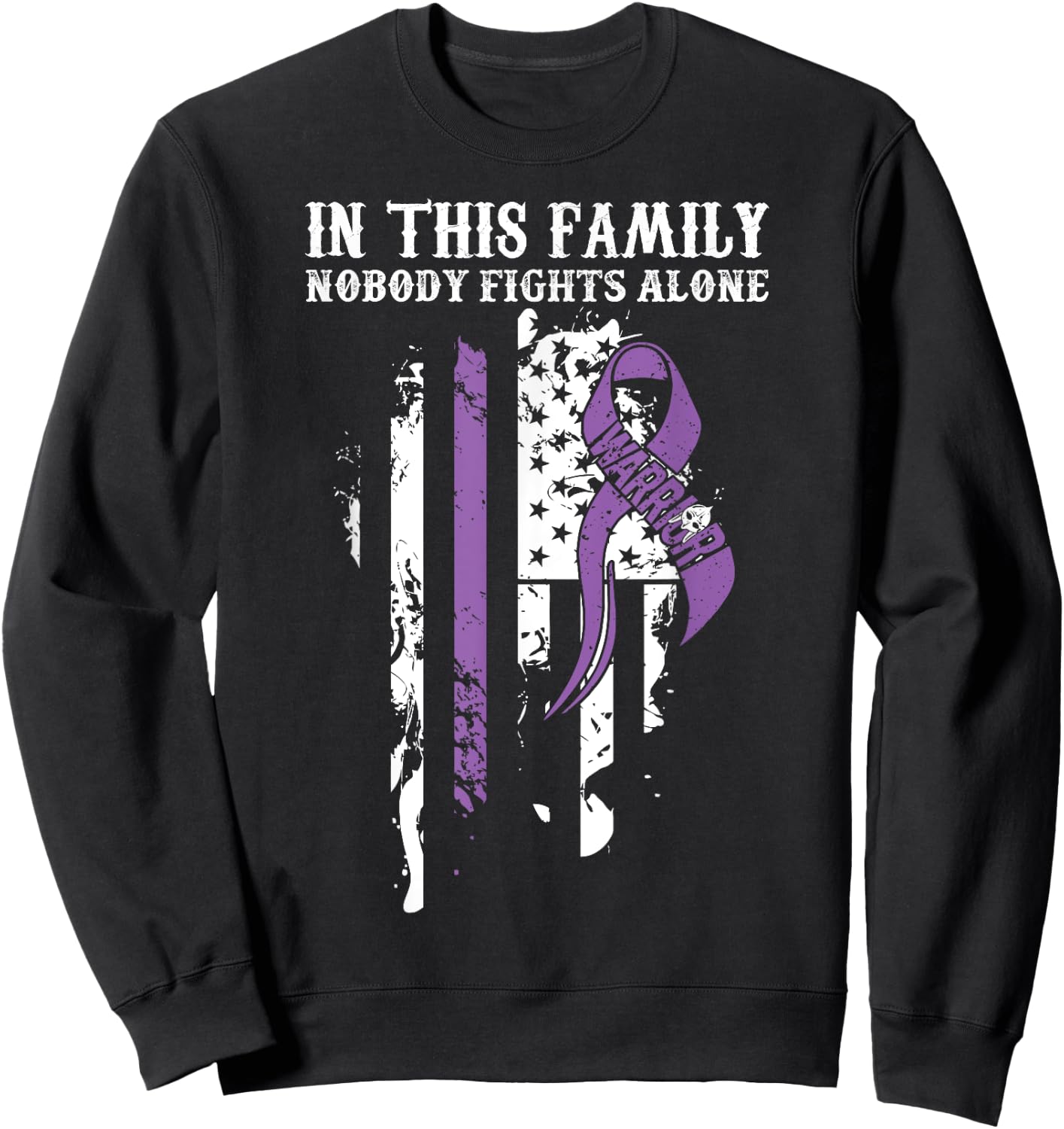 Nobody Alone- Vulvar Cancer Awareness Supporter Ribbon Sweatshirt - Sweatshirt | Black