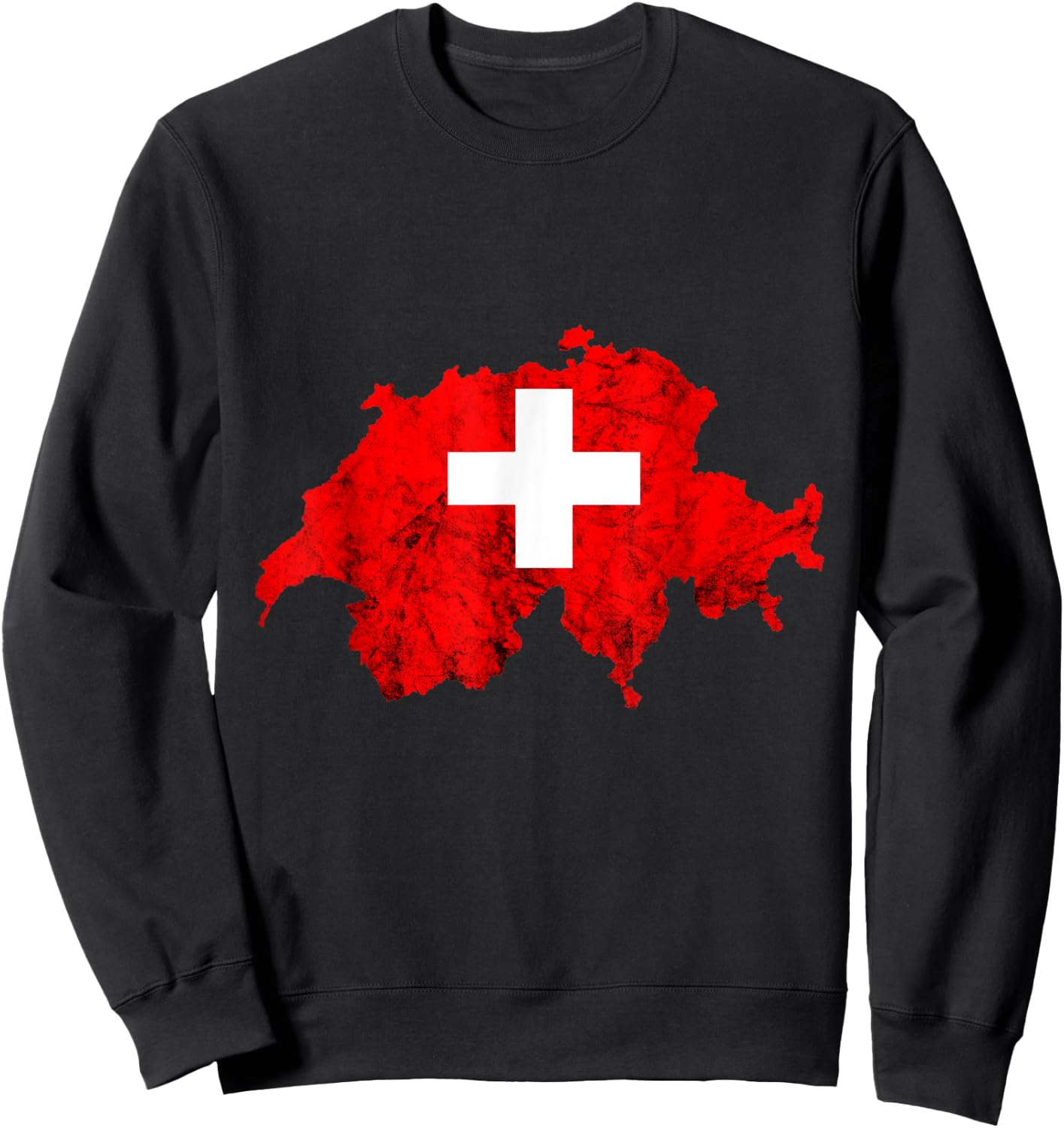 Switzerland Vintage Swiss Flag Map Swiss Pride Schweiz Sweatshirt - Sweatshirt | Black