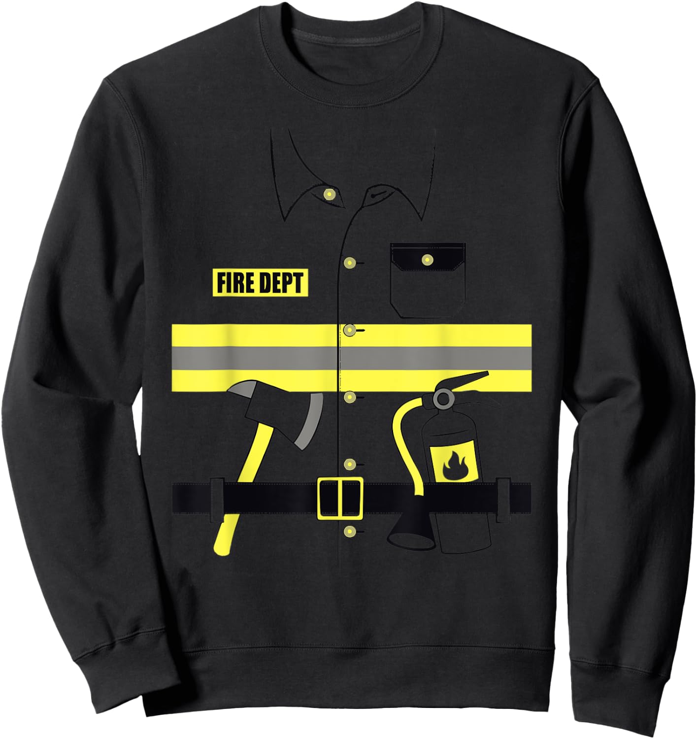 Firefighter Costume DIY Halloween Easy Costume Adults & Kids Sweatshirt - Sweatshirt | Black