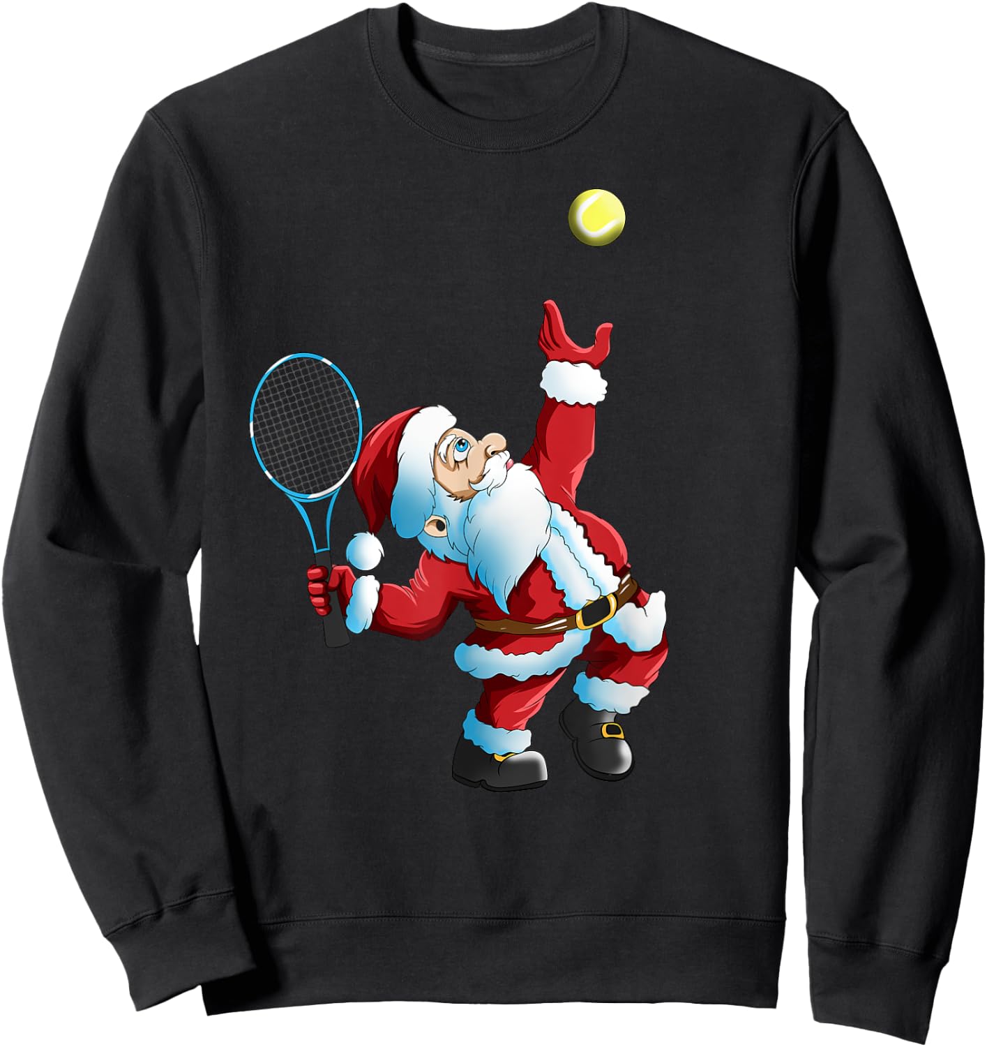 Christmas Santa Claus Tennis Game Tennis Racket Sweatshirt - Sweatshirt | Black