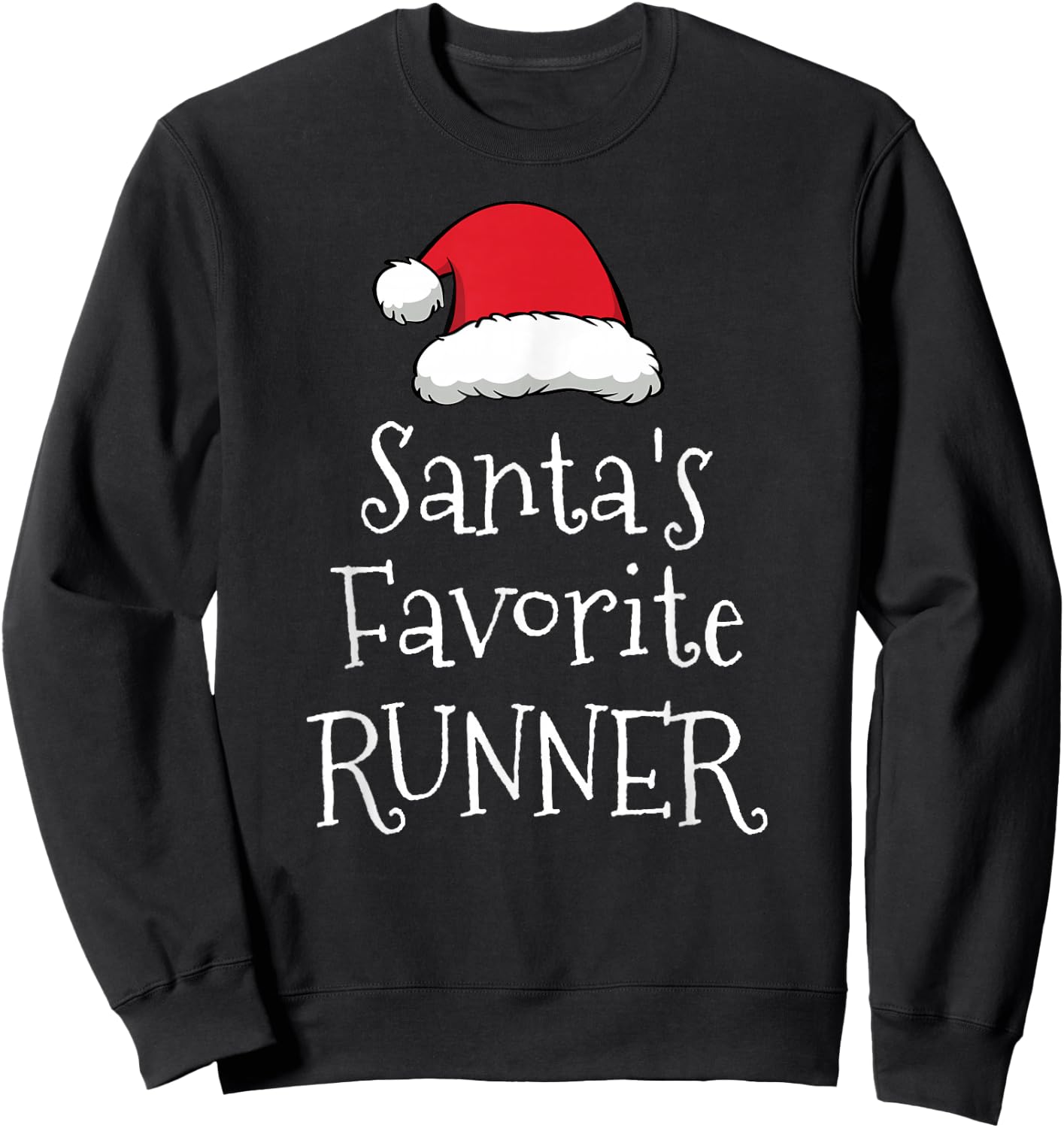 Santas Favorite Runner - Christmas Funny Running Gift Sweatshirt - Sweatshirt | Black