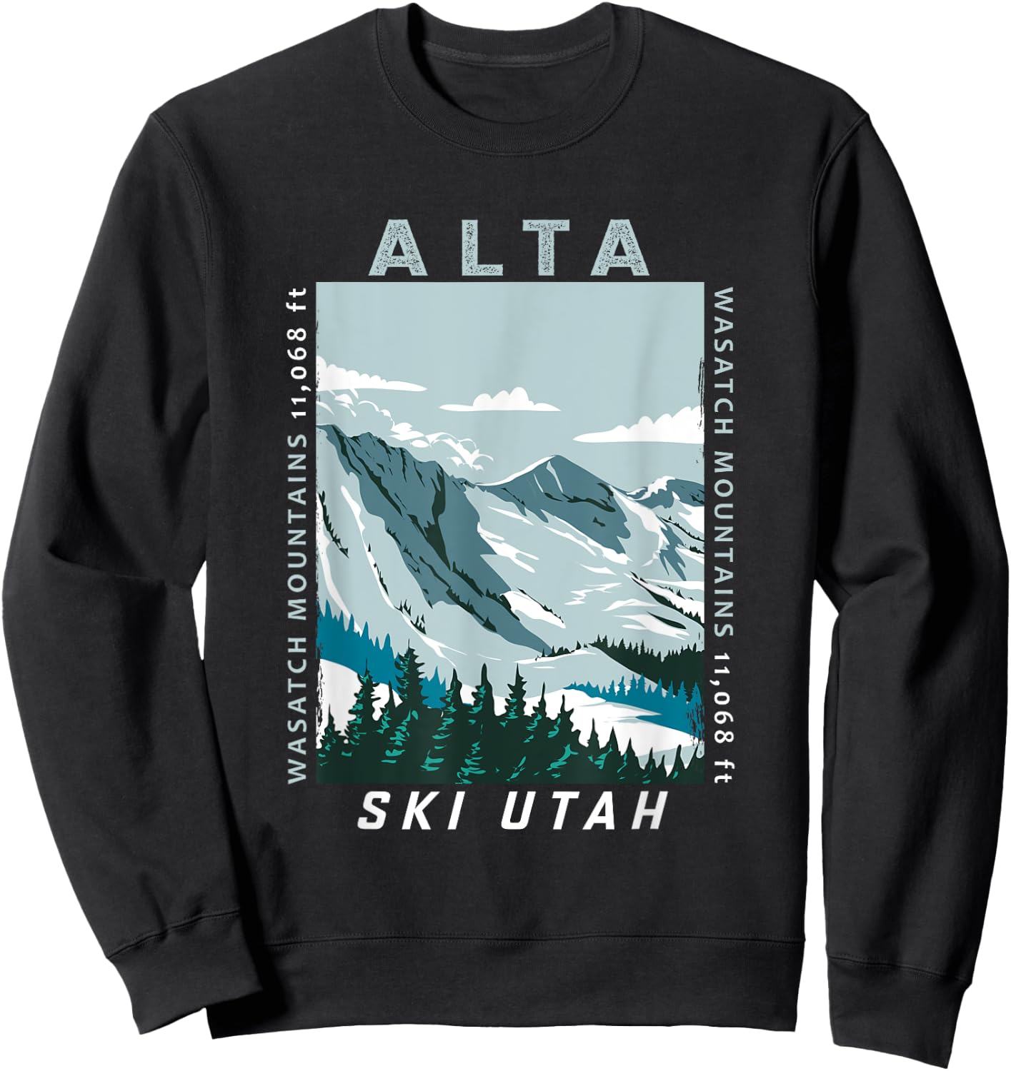 Alta Ski Area Utah Distressed Vintage Sweatshirt - Sweatshirt | Black