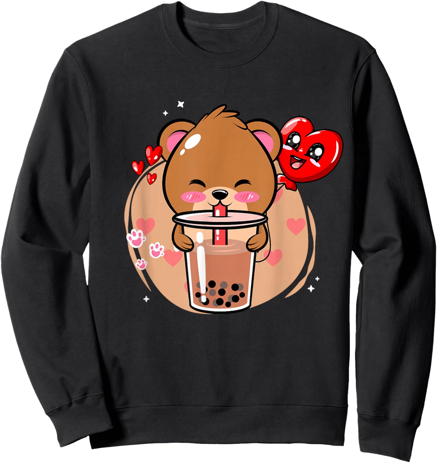 Anime Kawaii Boba Bear Bubble Tea Bear Boba Tea Bear Kuma Sweatshirt - Sweatshirt | Black
