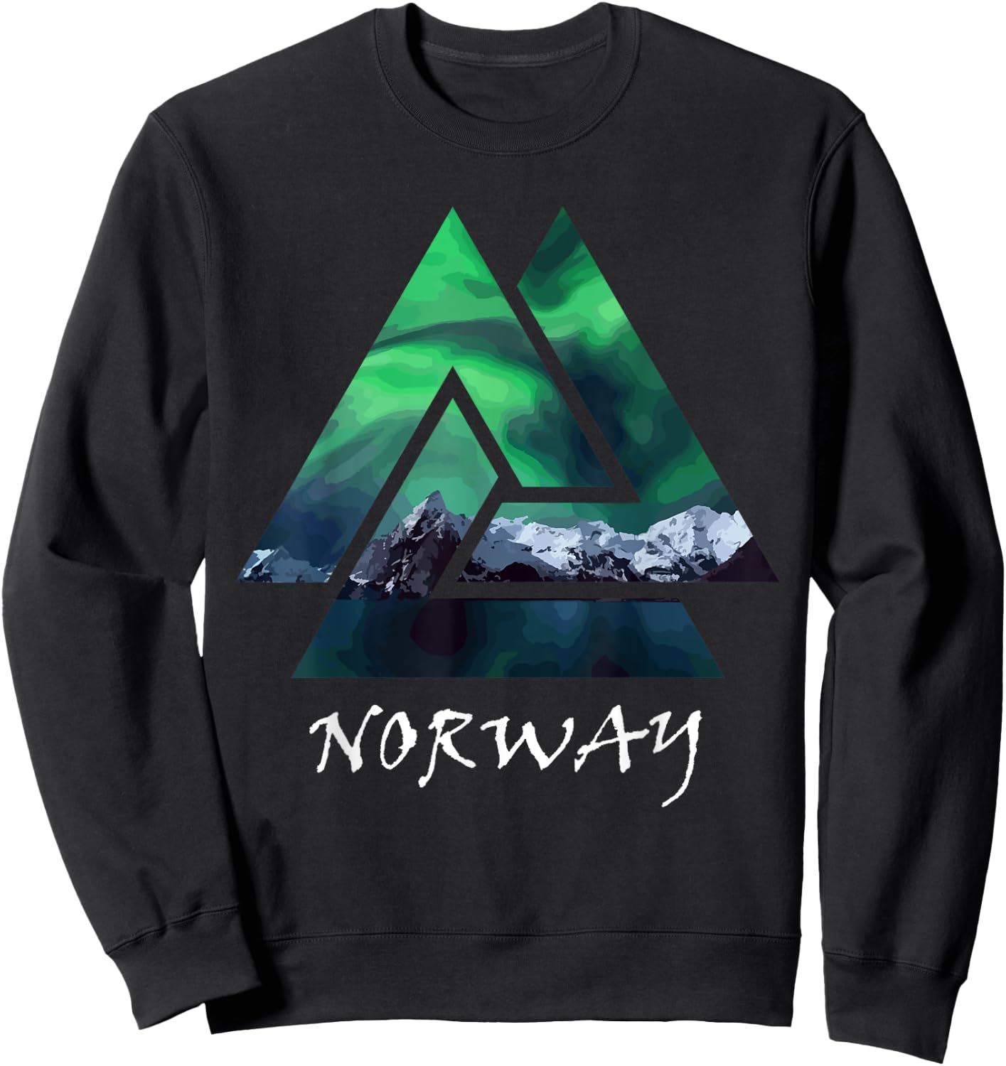 Norway Northern Lights Geometric Sweatshirt - Sweatshirt | Black