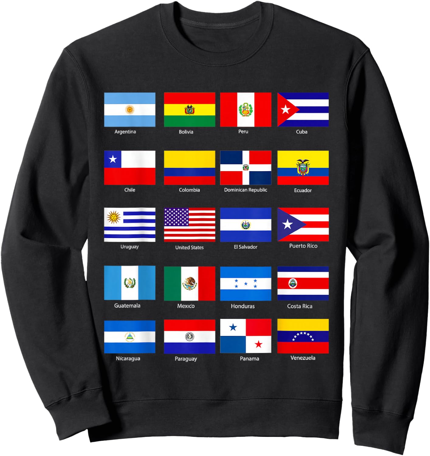 All Latin American Flags Countries Hispanic Heritage Month Sweatshirt - Sweatshirt | Black