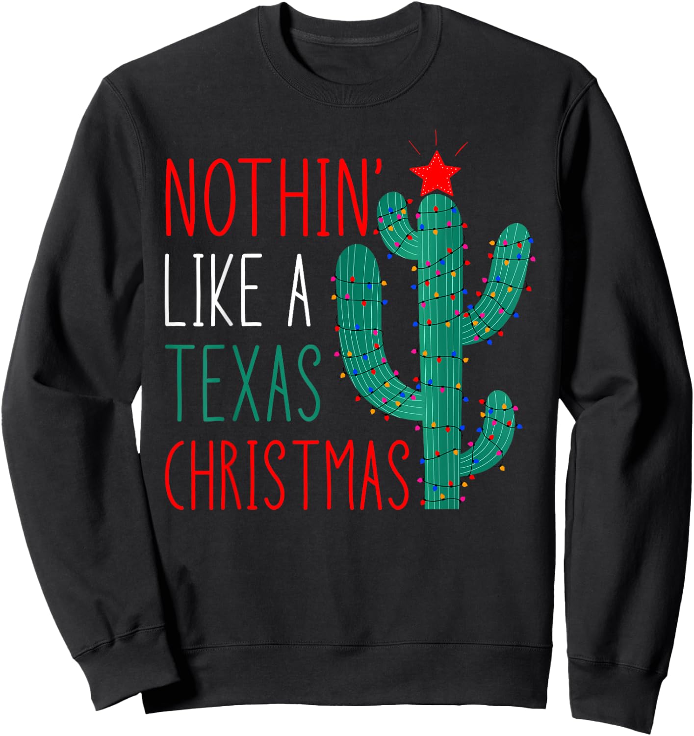 Cute Texas Christmas 2021 Family Matching Adult Black Short Sleeve Sweatshirt - Sweatshirt | Black