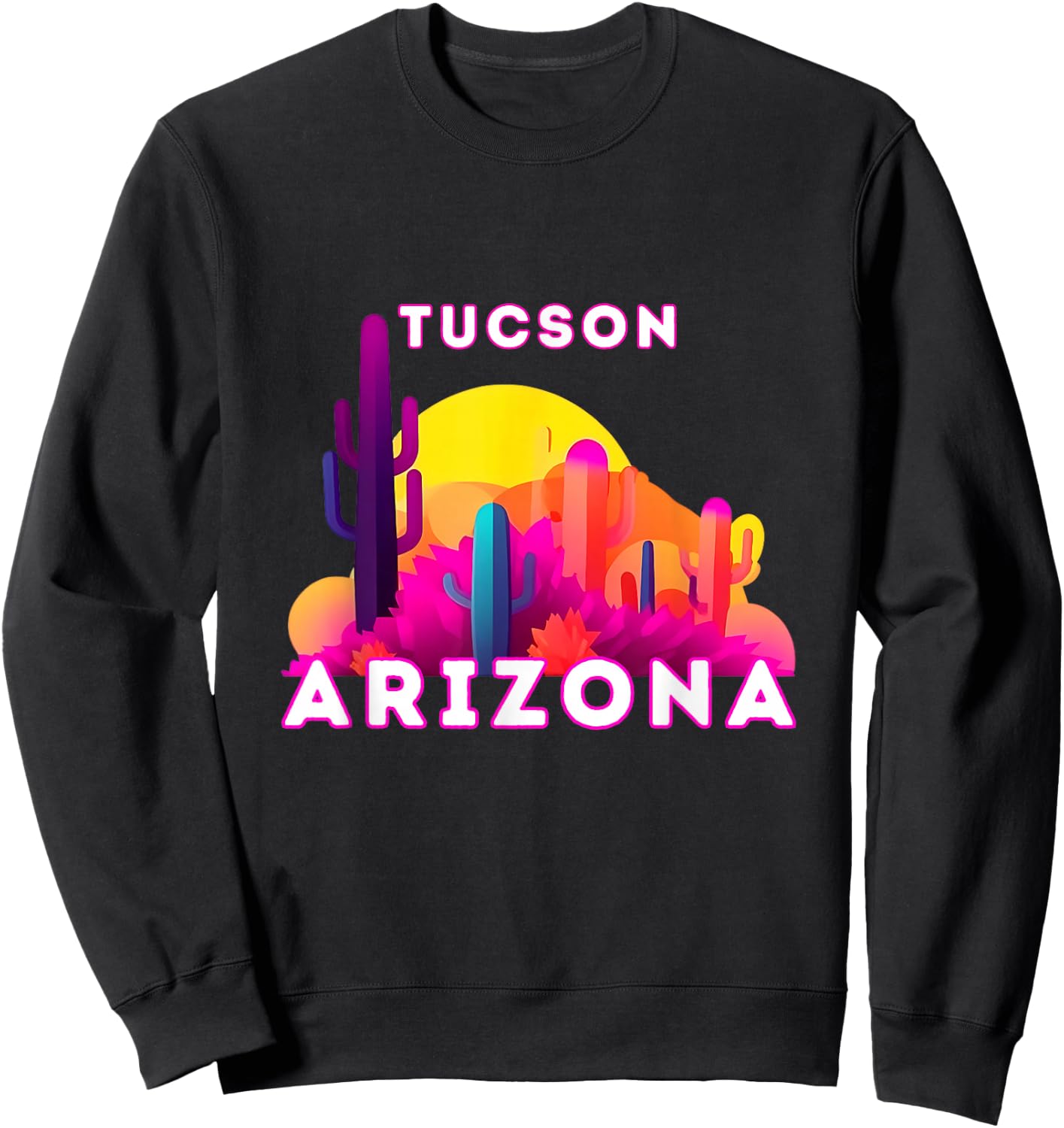 Tucson City Tourist Cactus Desert Arizona Sunset Retro Sweatshirt - Sweatshirt | Black