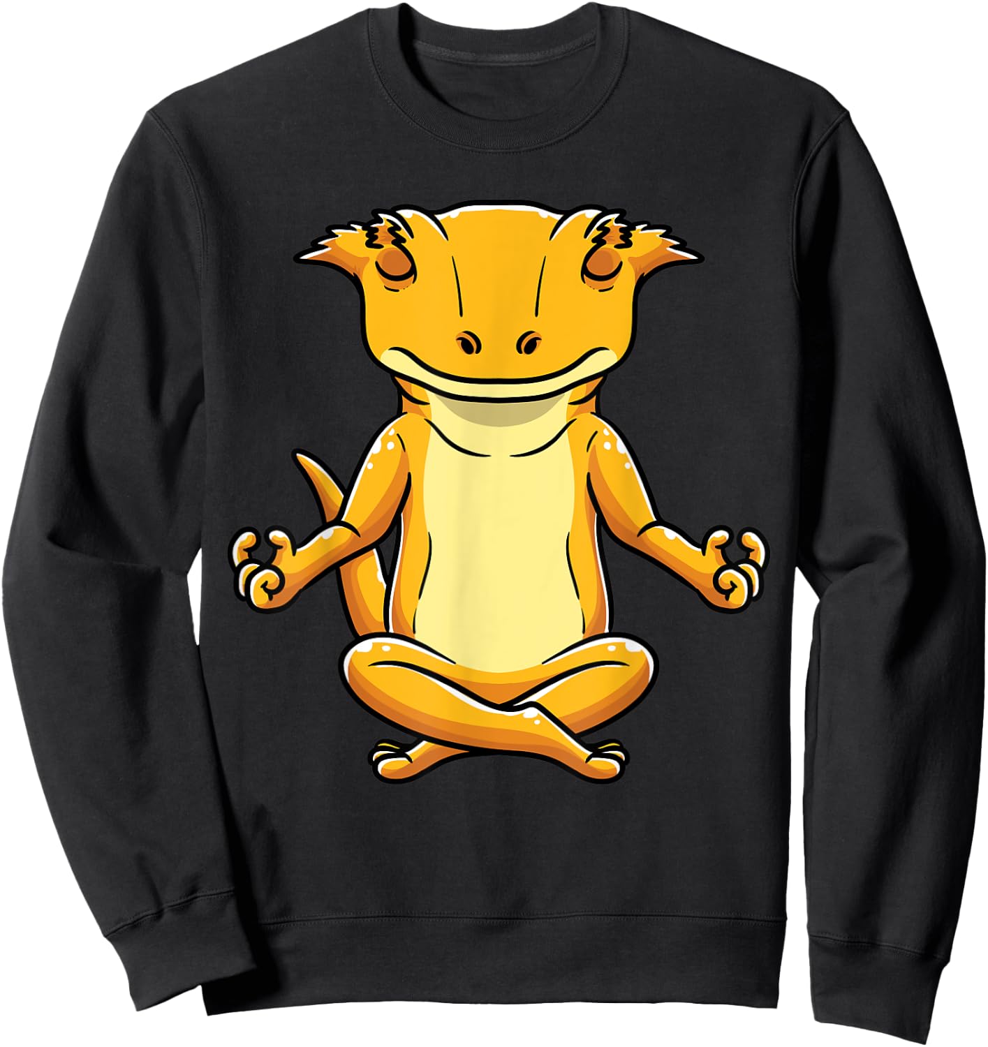 Funny Yoga Crested Gecko Meditating Lizard Reptile Sweatshirt - Sweatshirt | Black