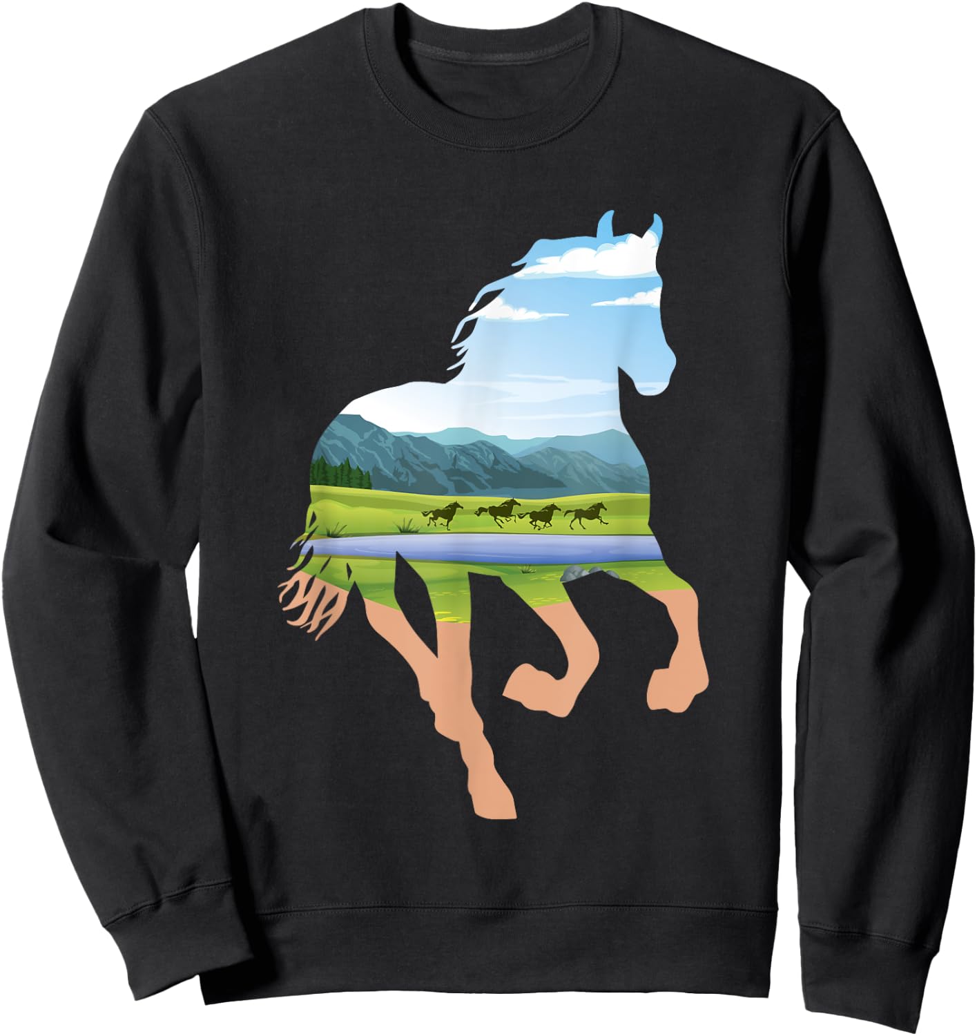 Horse Landscape Design - Horses Lover Equestrian Horseman Sweatshirt - Sweatshirt | Black