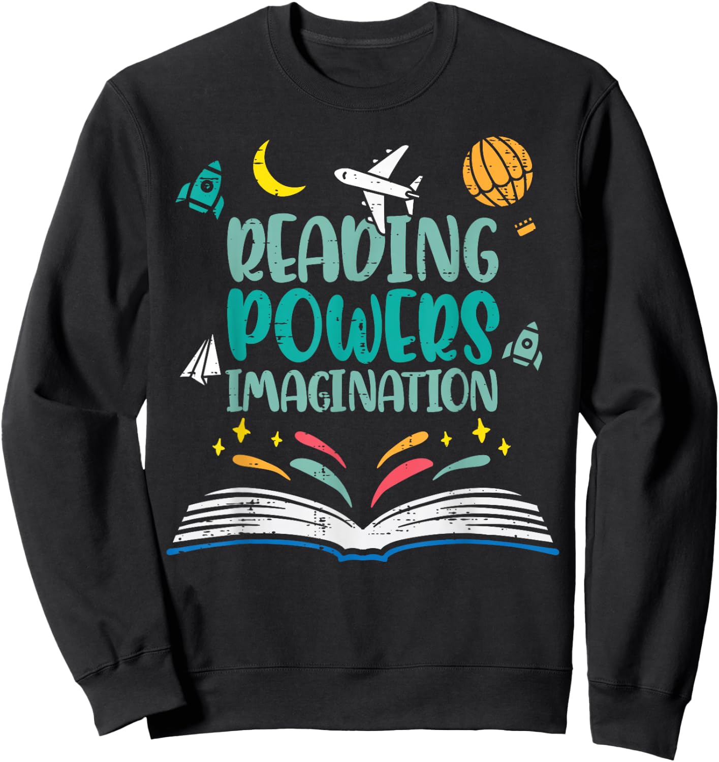 Reading Powers Imagination Cute Teacher Librarian Book Lover Sweatshirt - Sweatshirt | Black