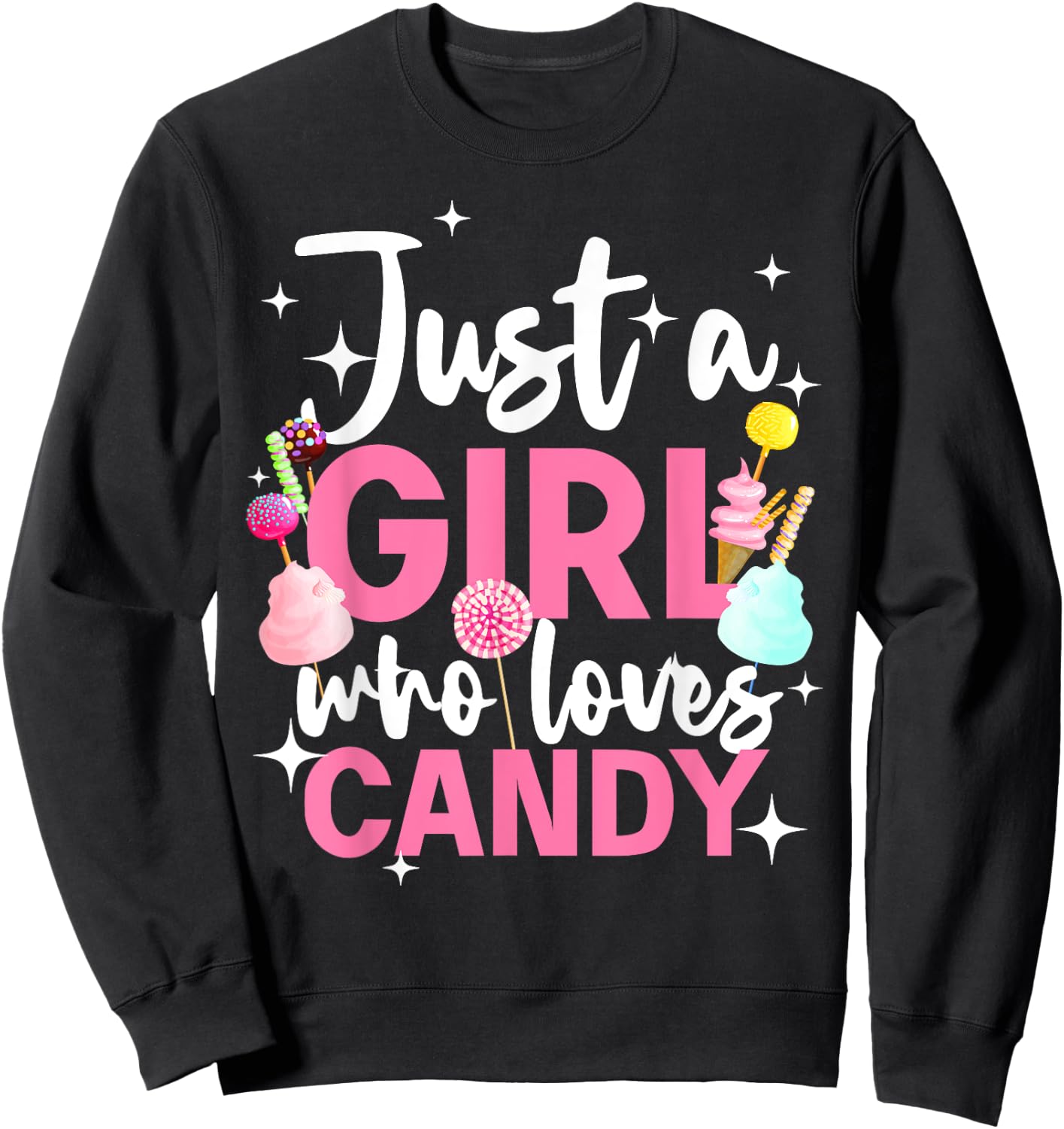 Cute Candy Design Girls Kids Sweets Candy Lover Sweatshirt - Sweatshirt | Black