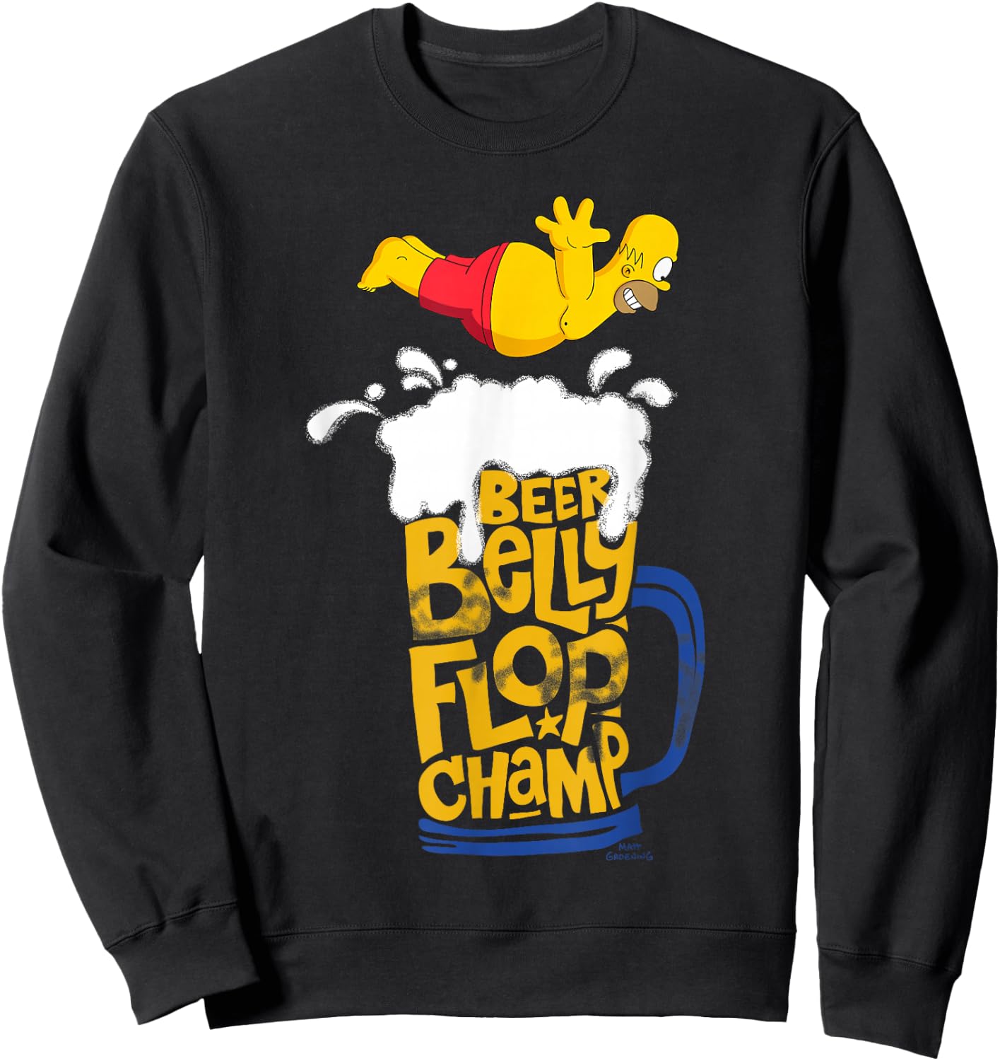 The Simpsons Homer Beer Belly Flop Champ Sweatshirt - Sweatshirt | Black