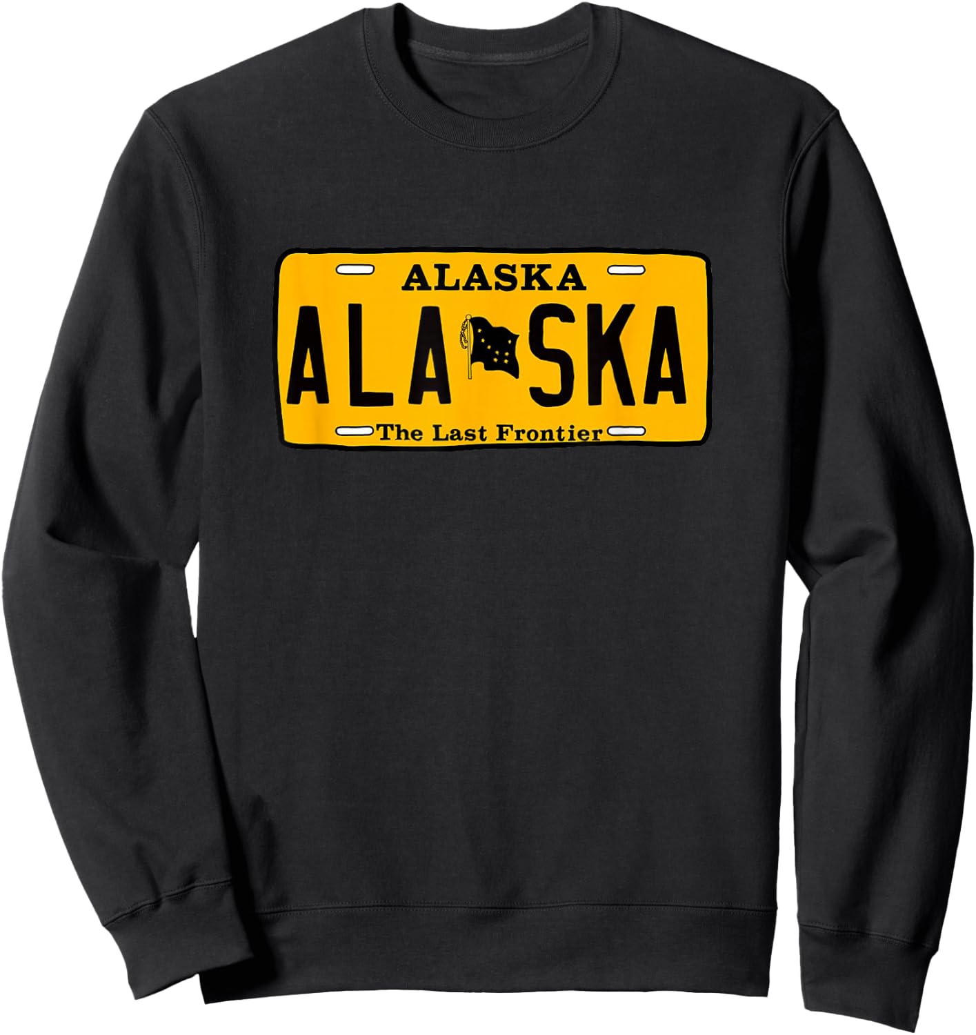 Alaska License Plate Design - Throwback Classic Sweatshirt - Sweatshirt | Black