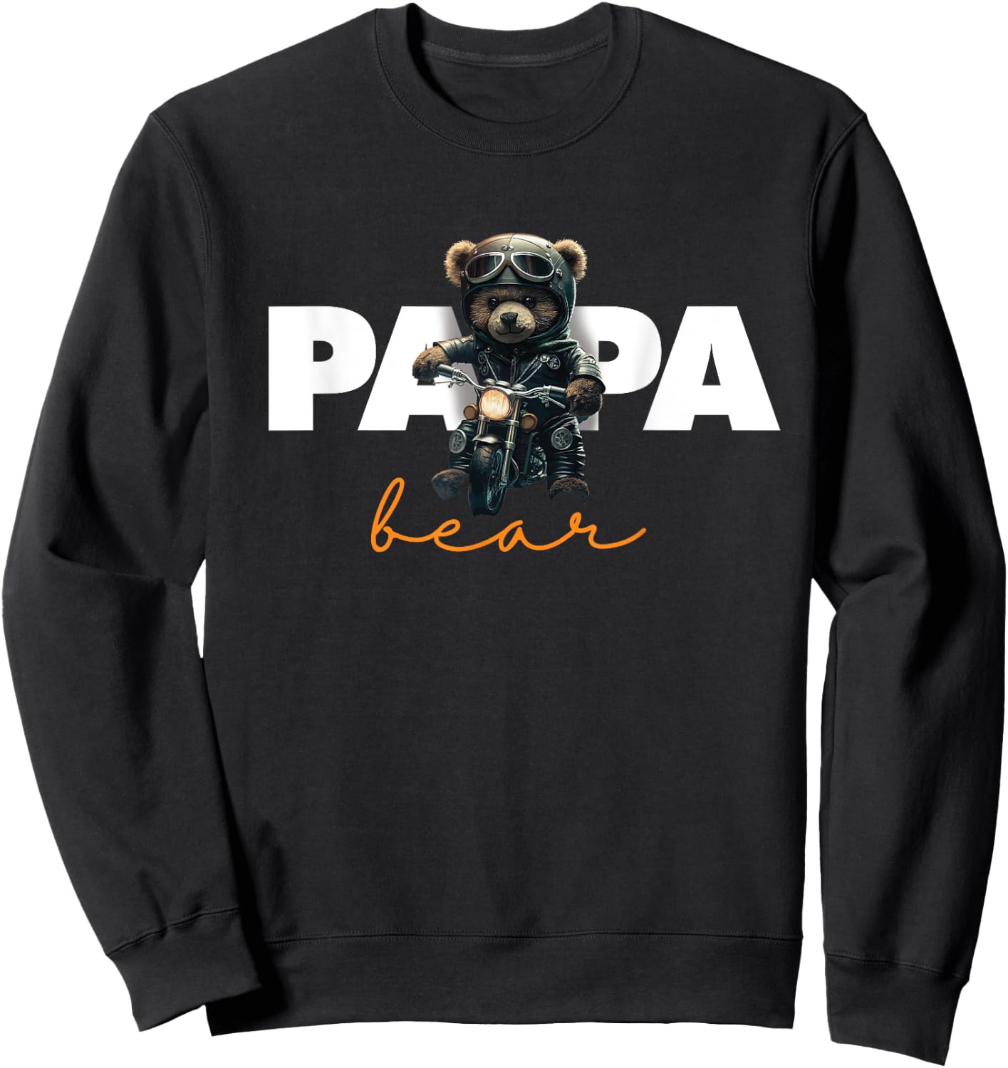 Funny Papa Biker Bear | Motorsport Motorcycle | Father Biker Sweatshirt - Sweatshirt | Black