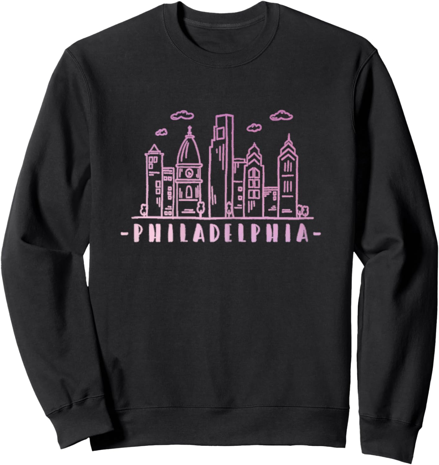 Philadelphia Pennsylvania Pink Vintage Skyline Sweatshirt - Sweatshirt | Black