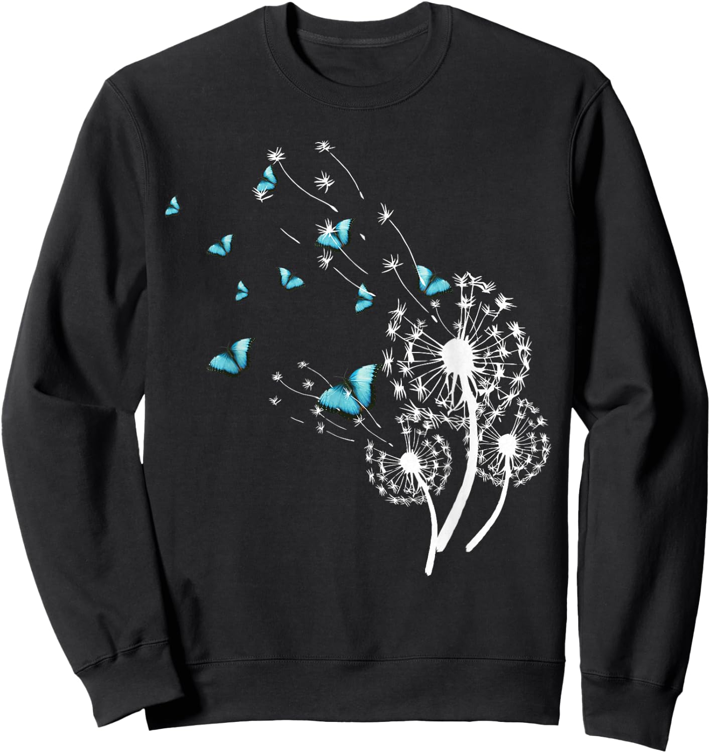 Dandelion and butterfly design dandelion Sweatshirt - Sweatshirt | Black