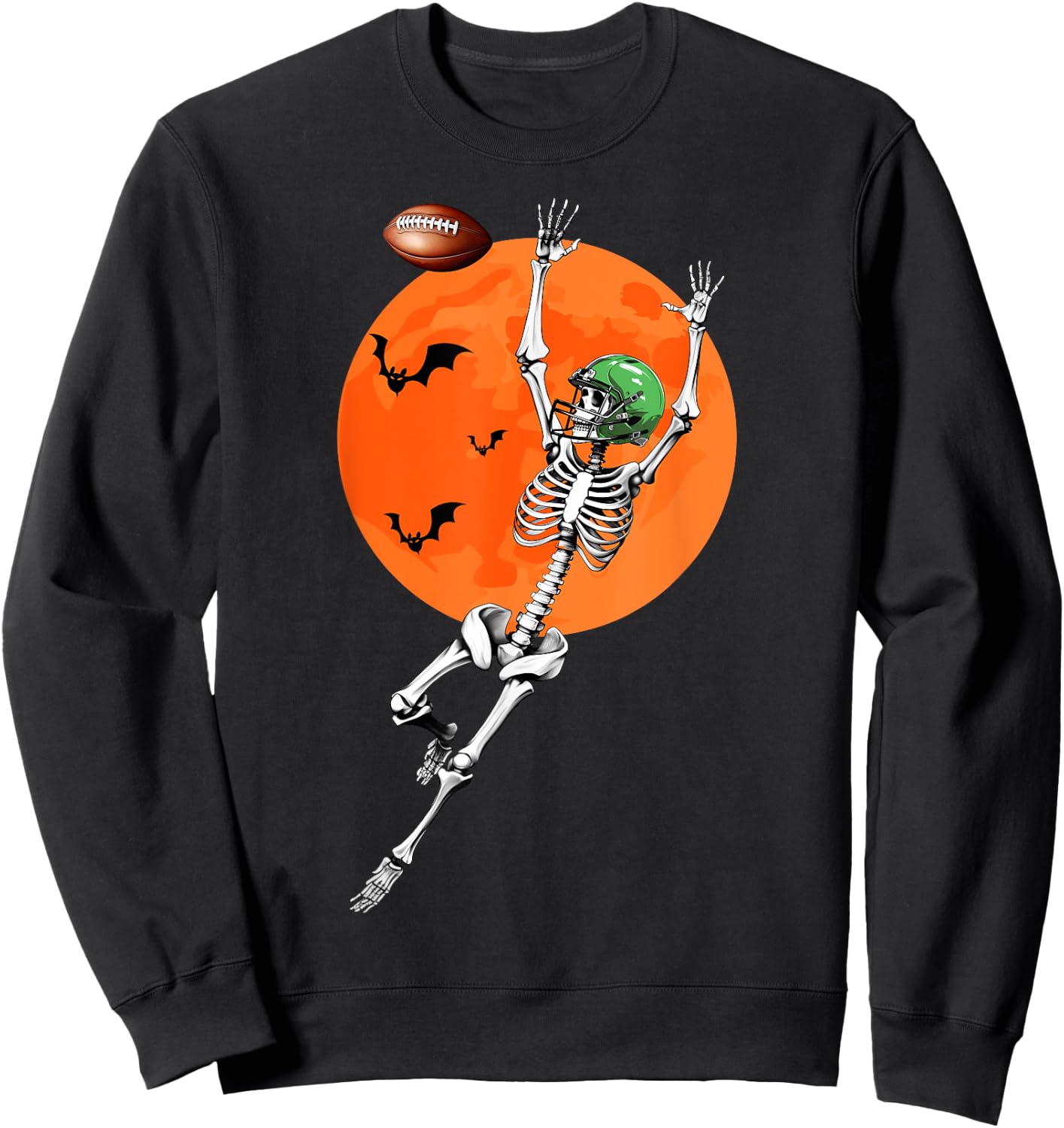 Football Skeleton Halloween Football Player Sweatshirt - Sweatshirt | Black