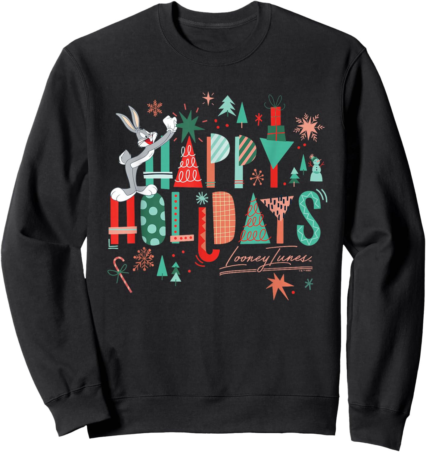 Looney Tunes Christmas Happy Holidays From Bugs Bunny Sweatshirt - Sweatshirt | Black