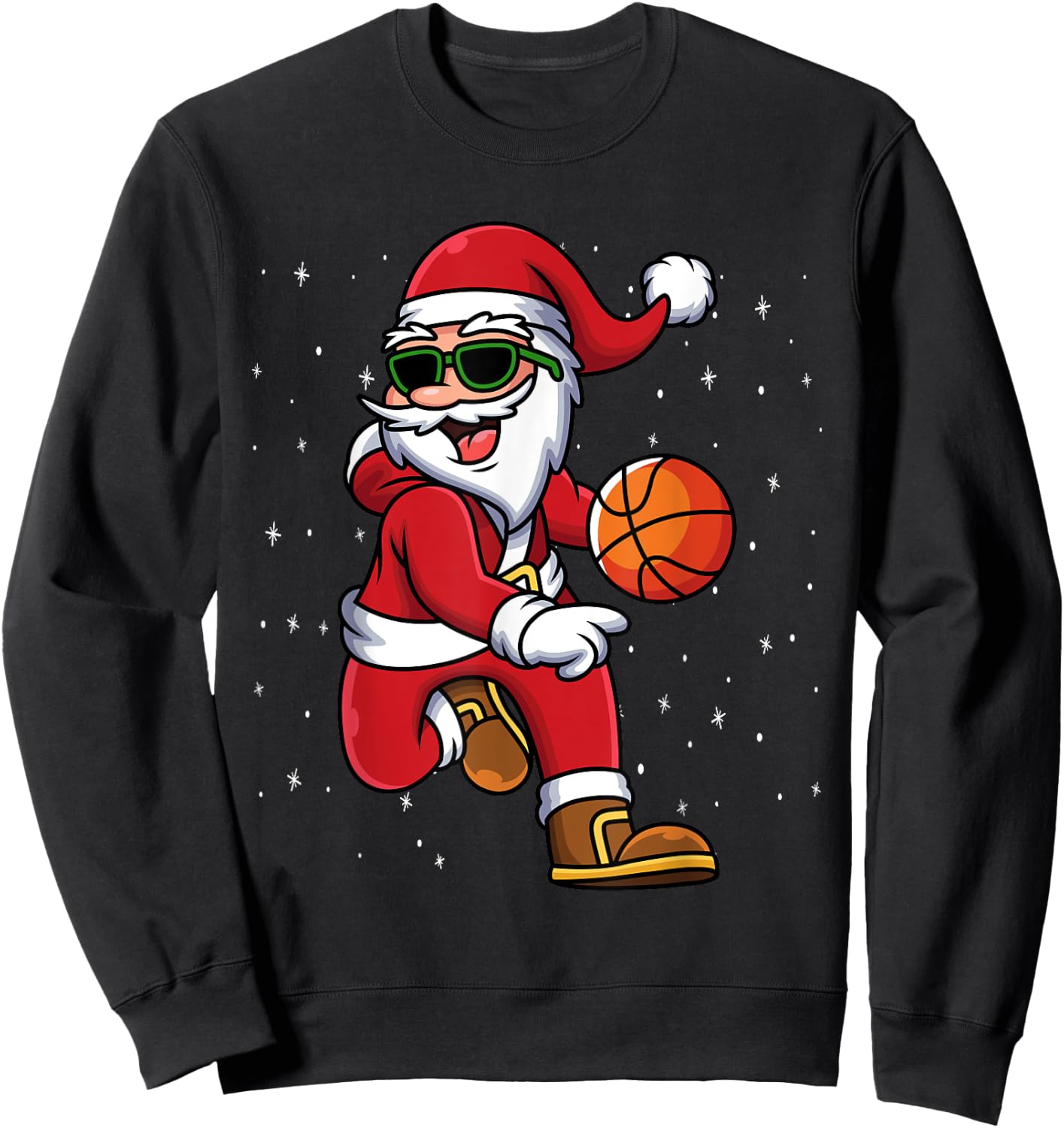 Christmas Basketball Santa Playing Basketball Player Kids Sweatshirt - Sweatshirt | Black